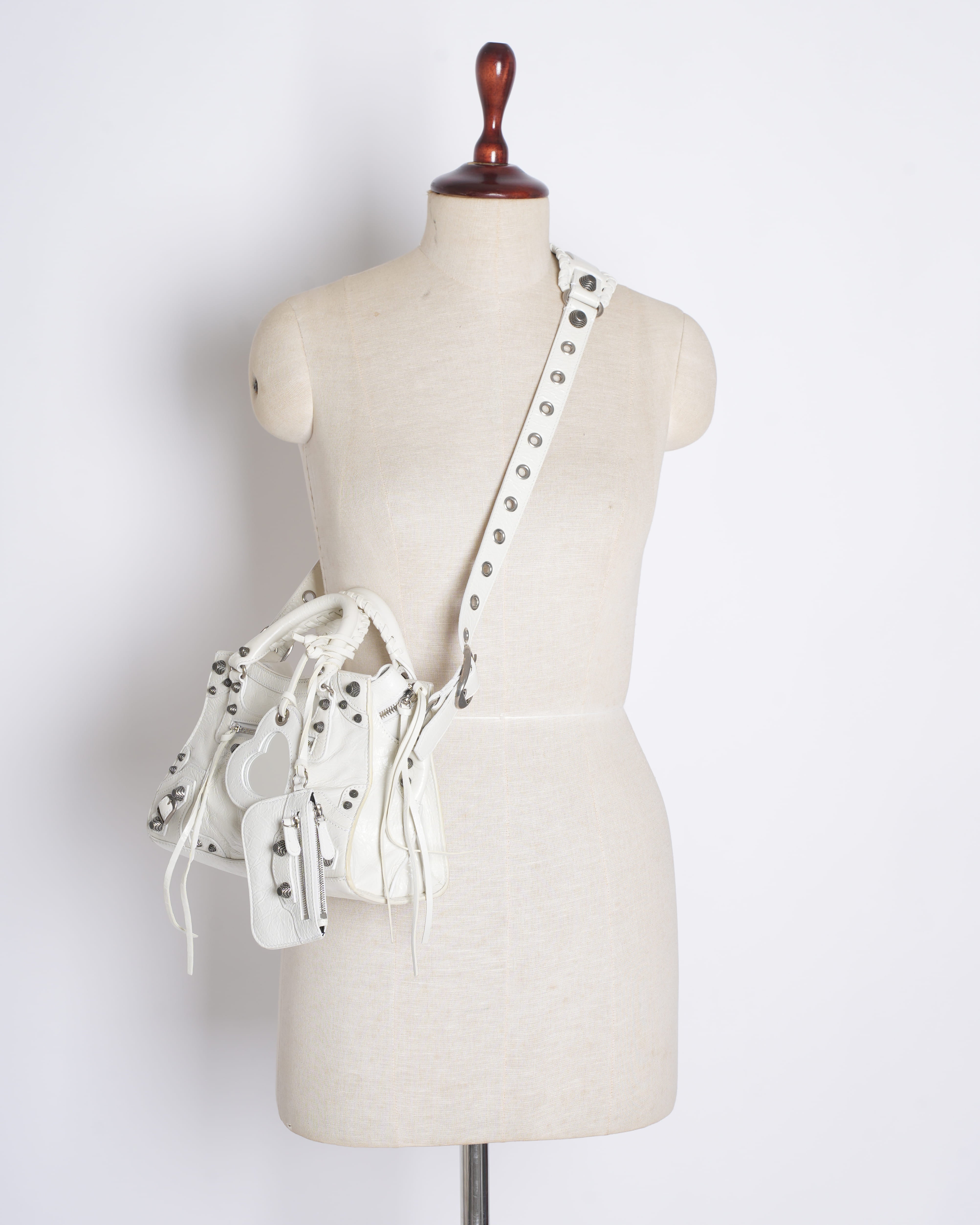 Balenciaga cagole Ivory studded crossbody carrycity medium bag