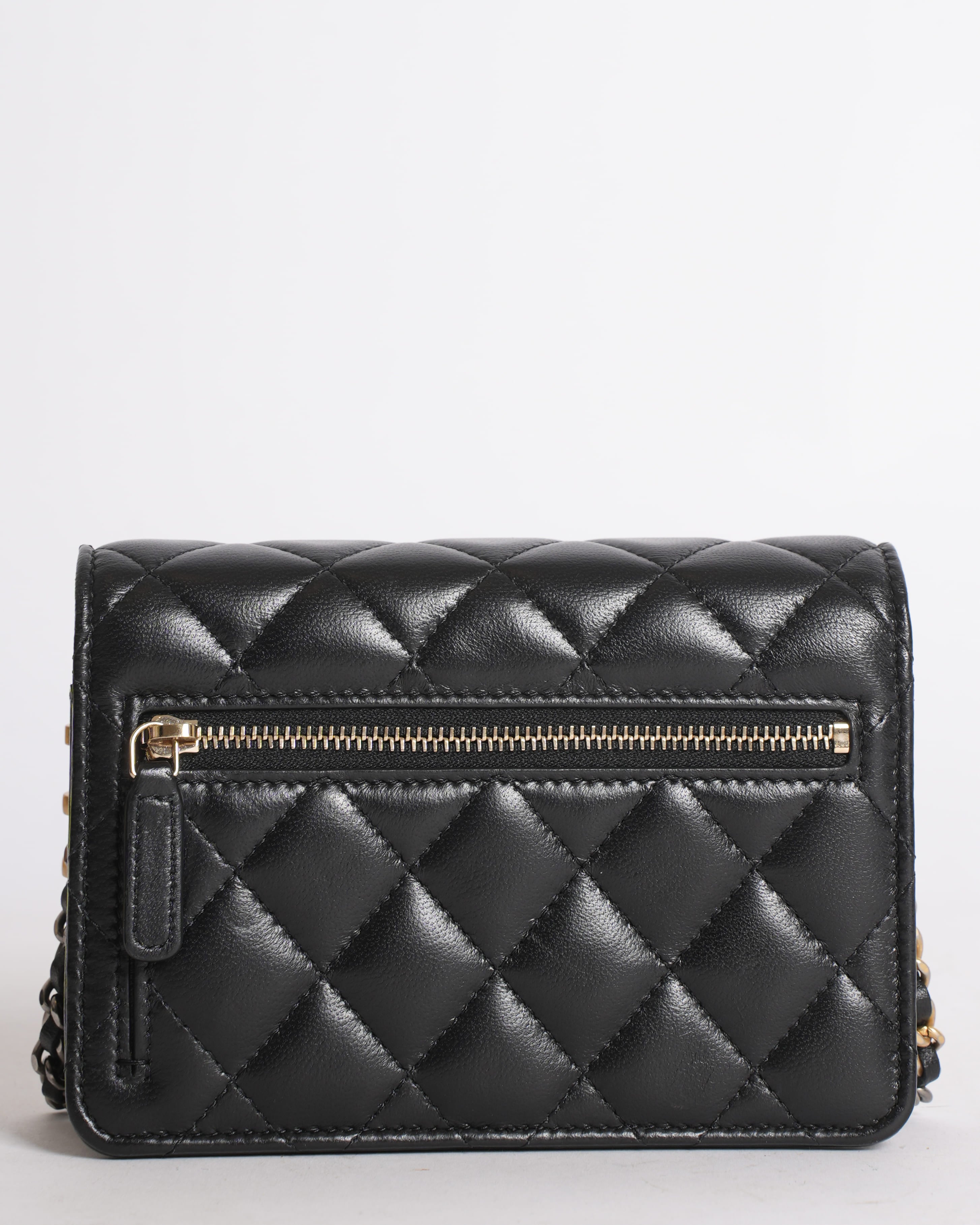 New Chanel Coco Clips Black 22C Mini Wallet on Chain – Limited Edition 2022
