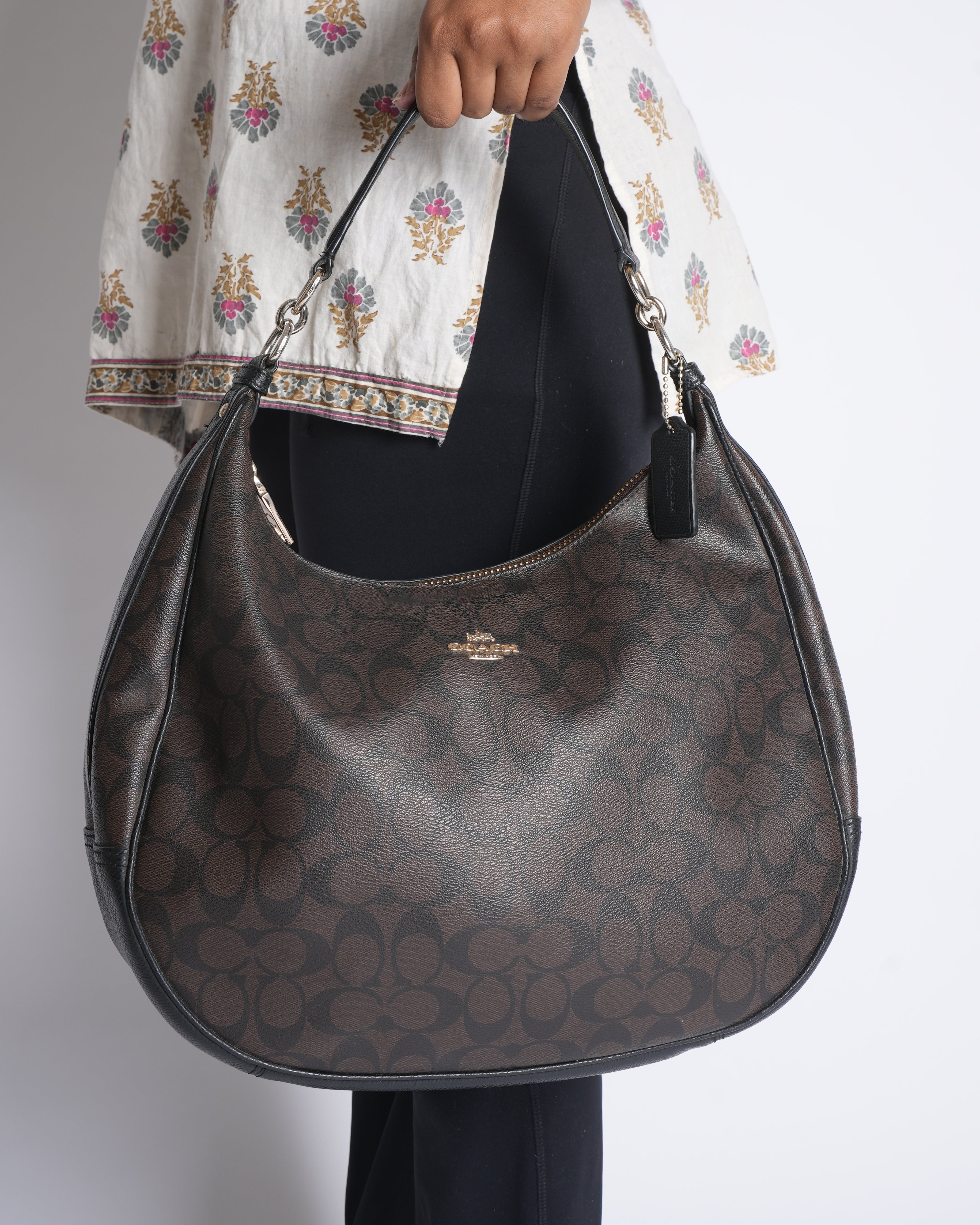 Coach Monogram Hobo Bag In Brown