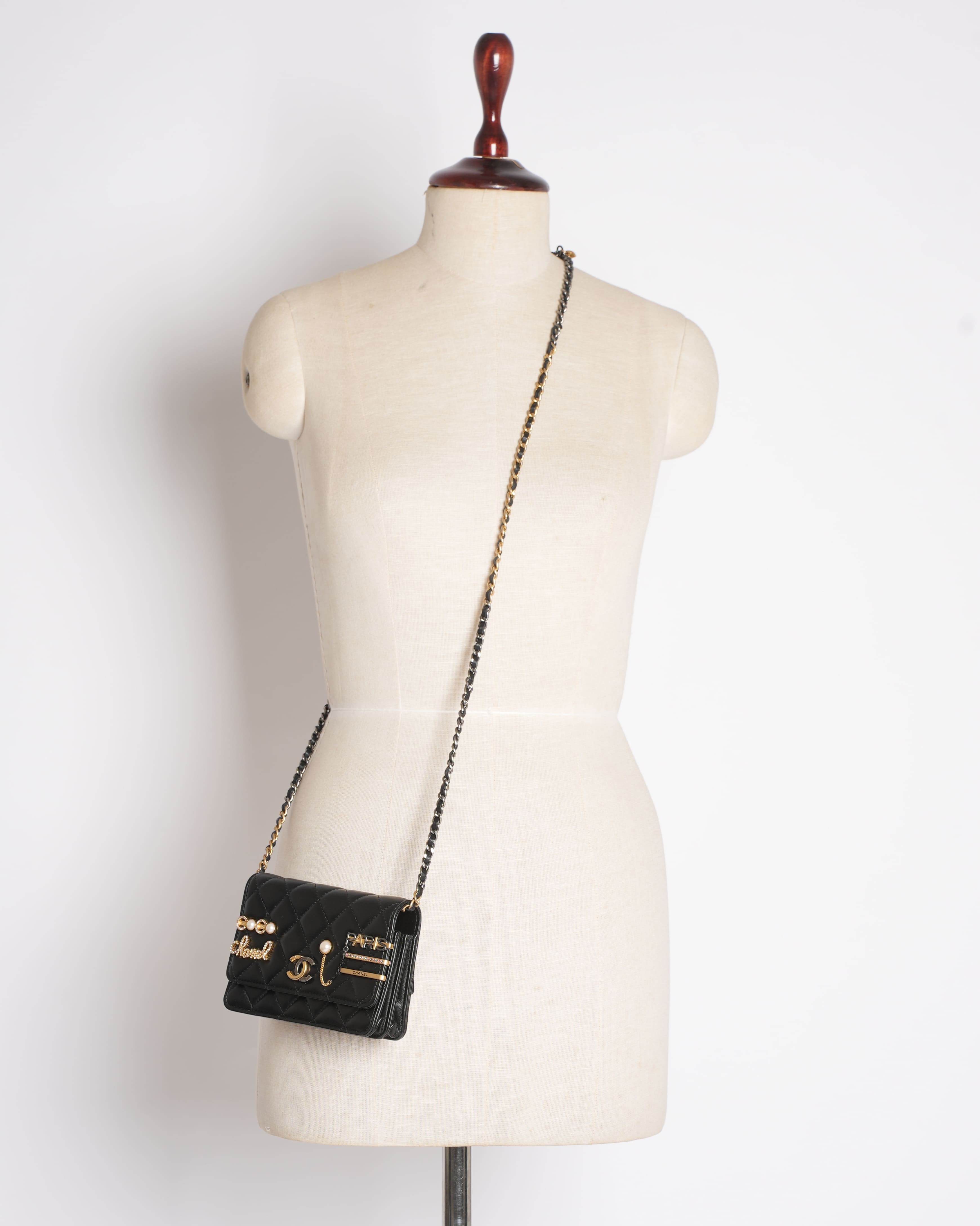 New Chanel Coco Clips Black 22C Mini Wallet on Chain – Limited Edition 2022
