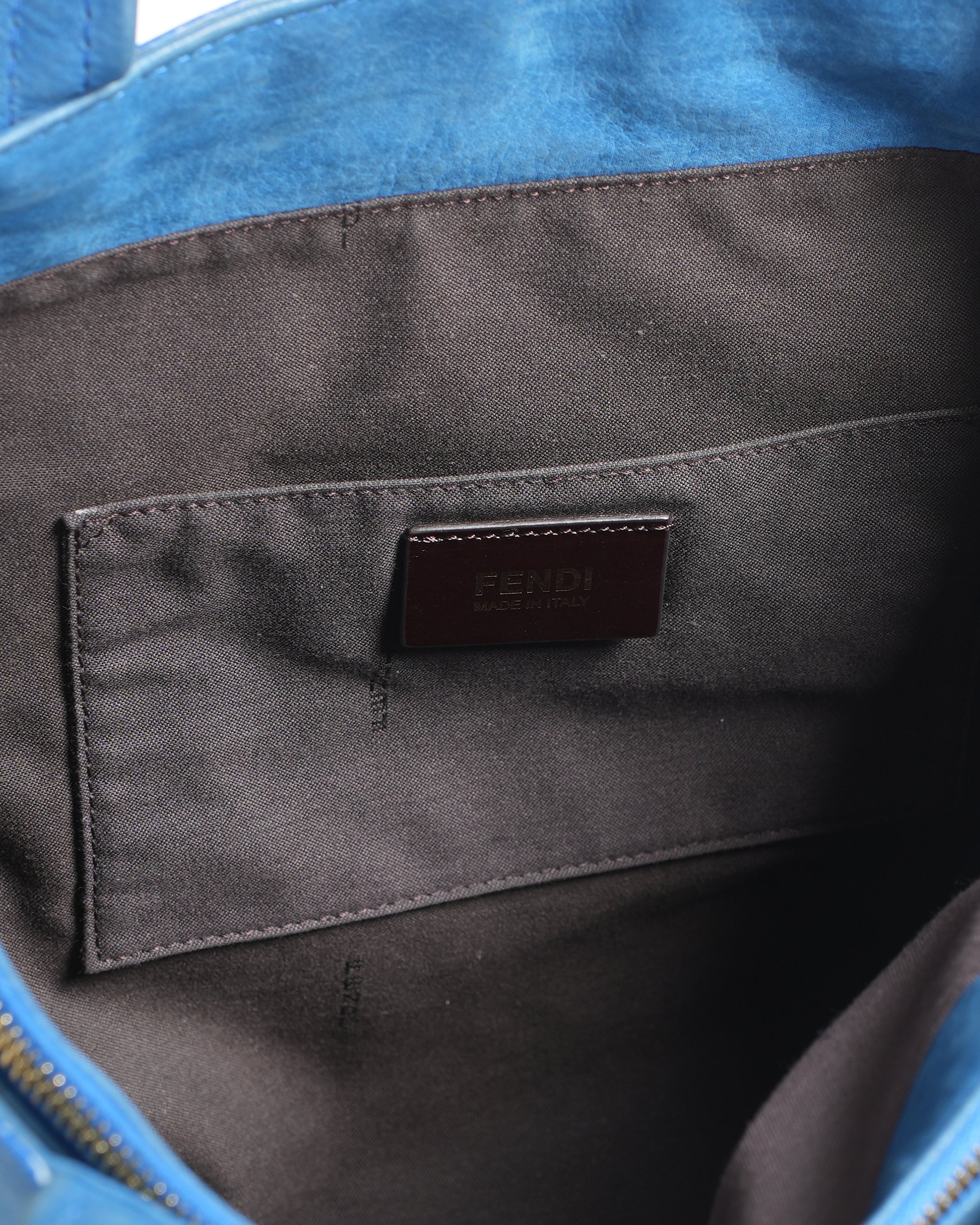 Fendi Nubuck Shoulder Bag In Blue