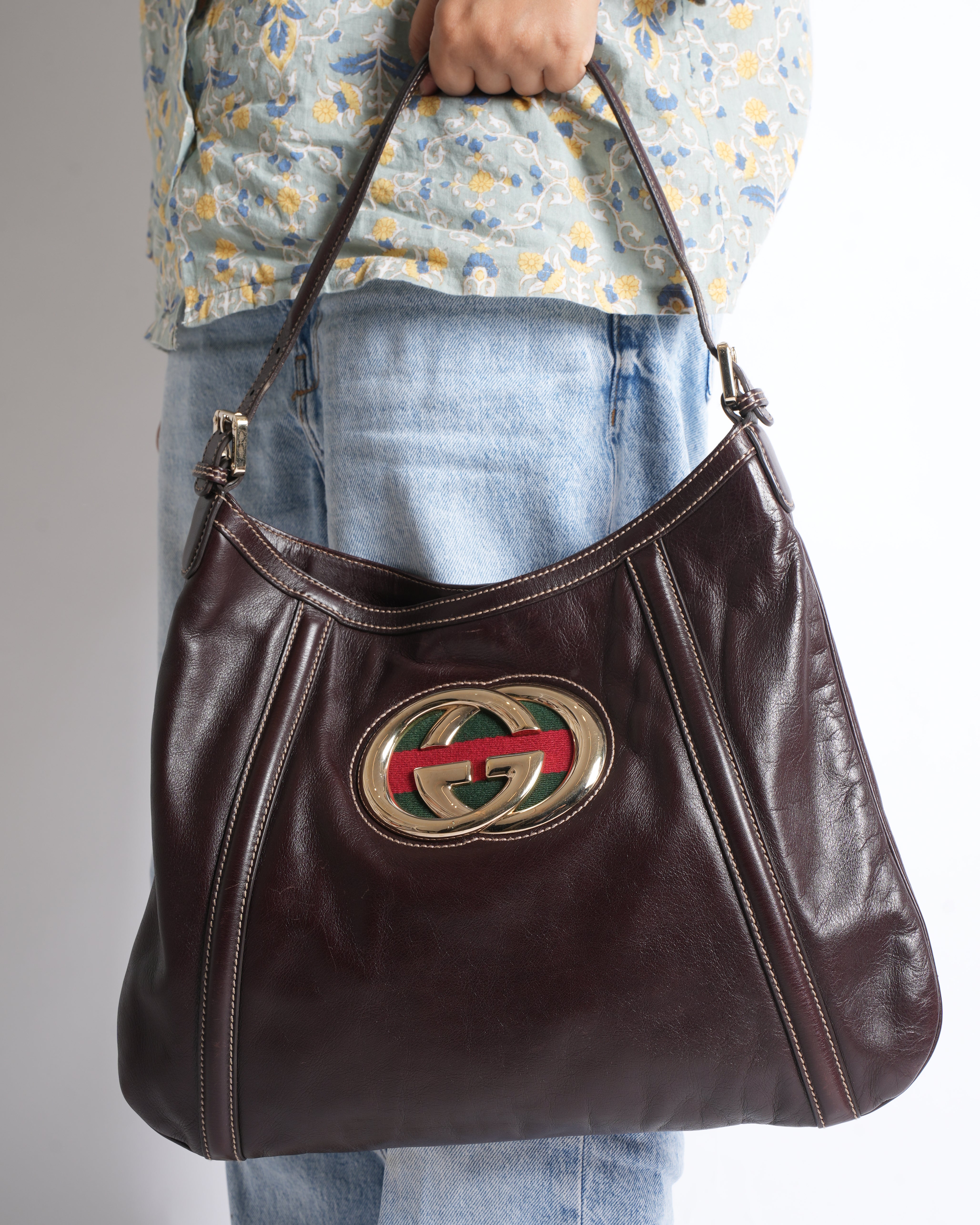Gucci Jockey Leather Handbag