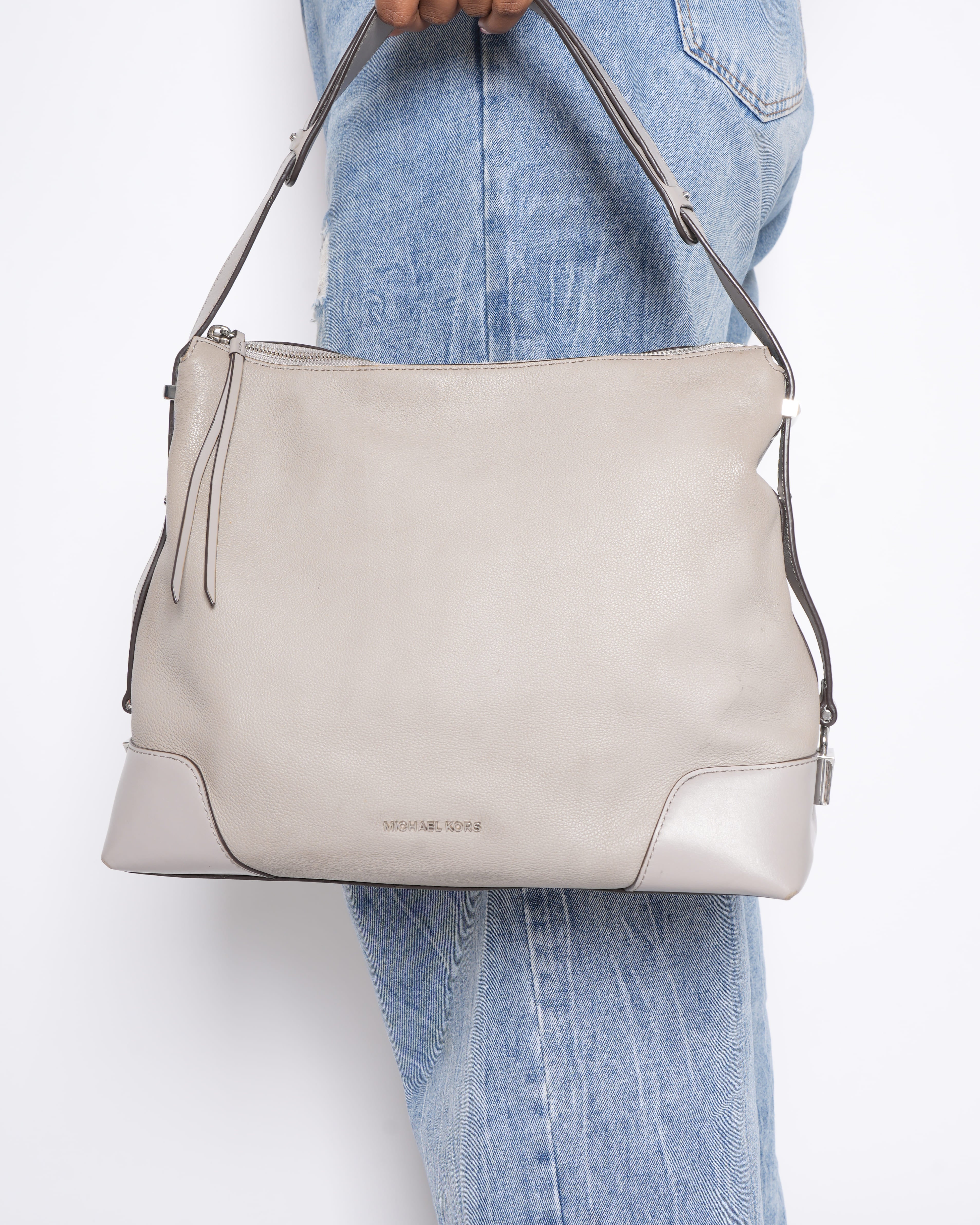 Michael Kors Grey Leather Shoulder Bag
