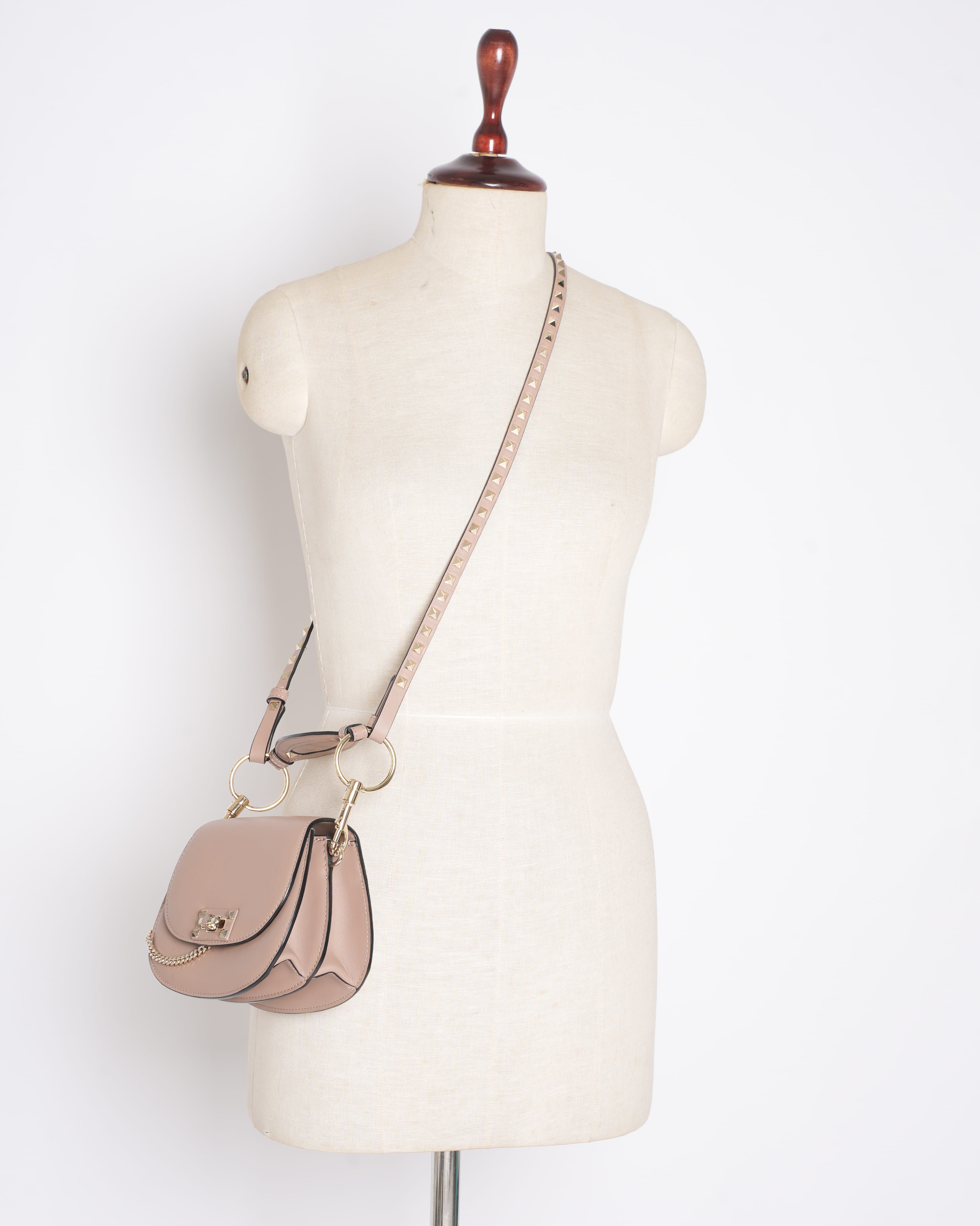 Valentino Rockstud Crossbody Bag in Beige