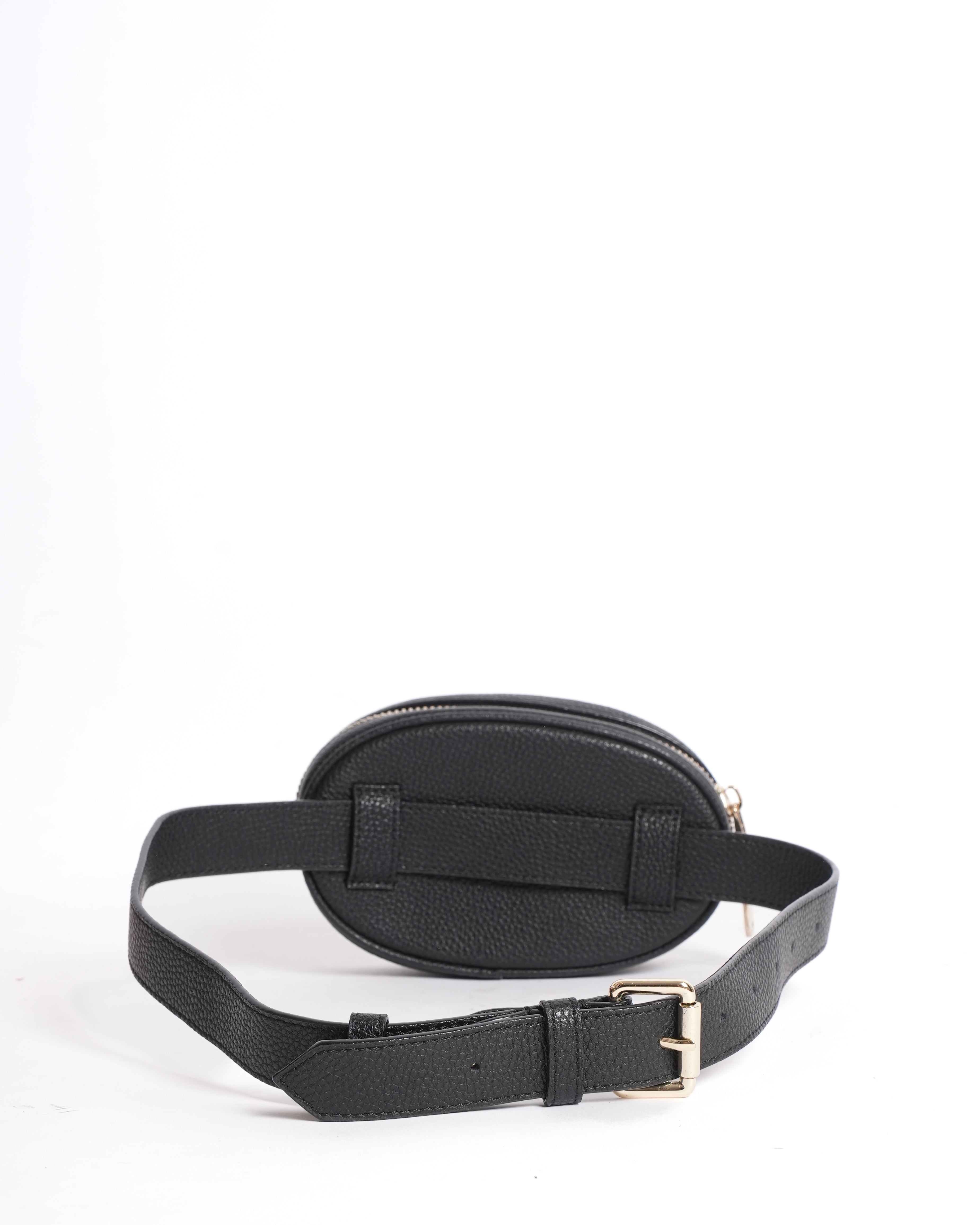 New Balmain Black Leather Waist Belt Bag
