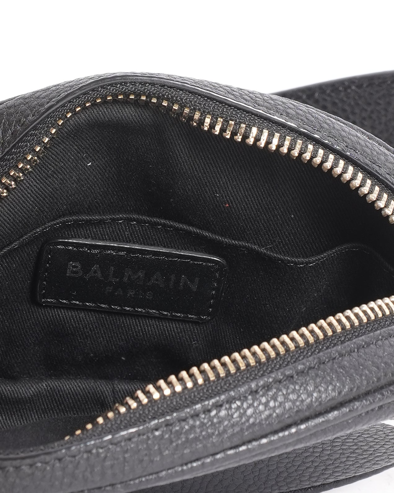 New Balmain Black Leather Waist Belt Bag