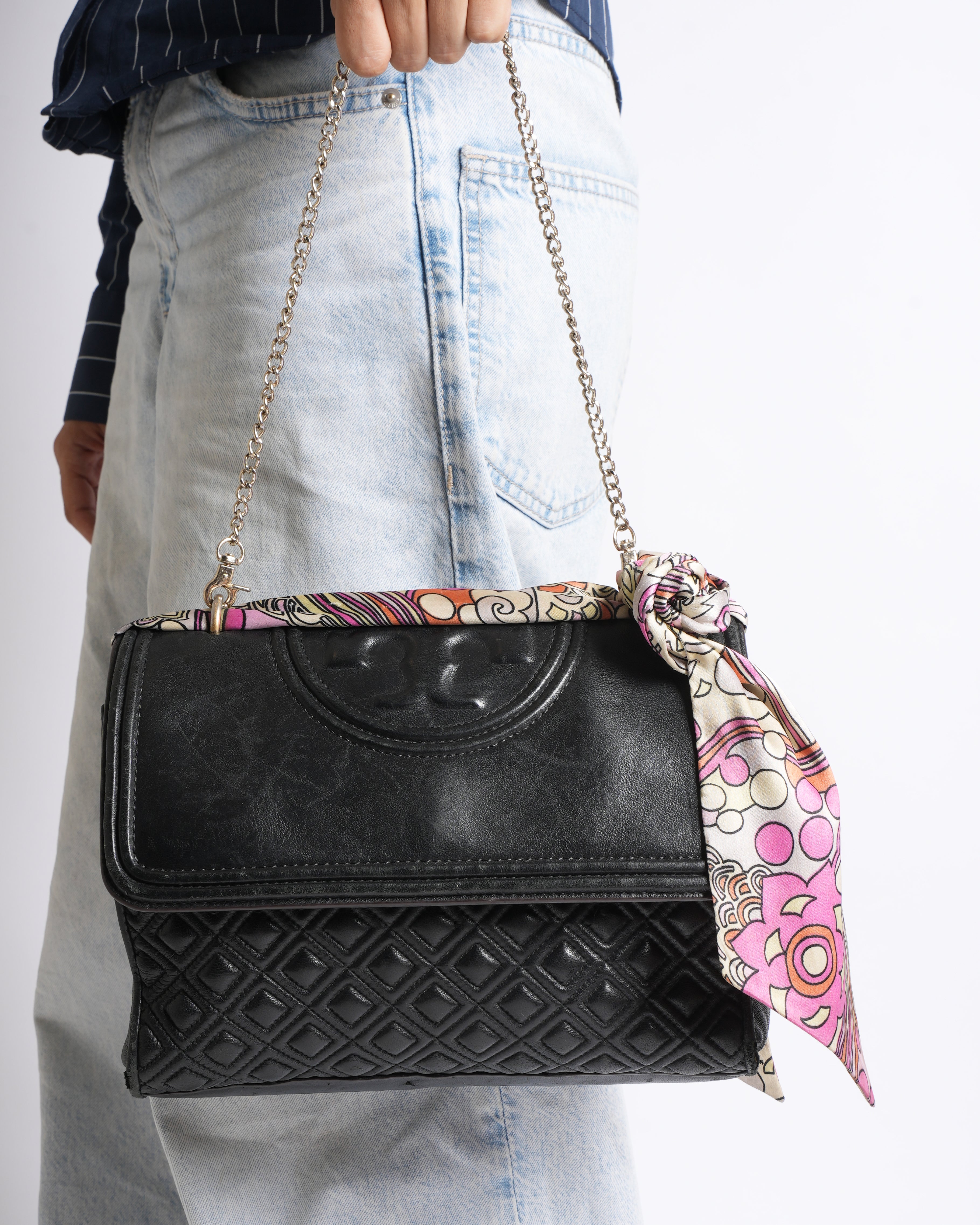 Tory Burch Fleming Convertible Shoulder Bag In Black