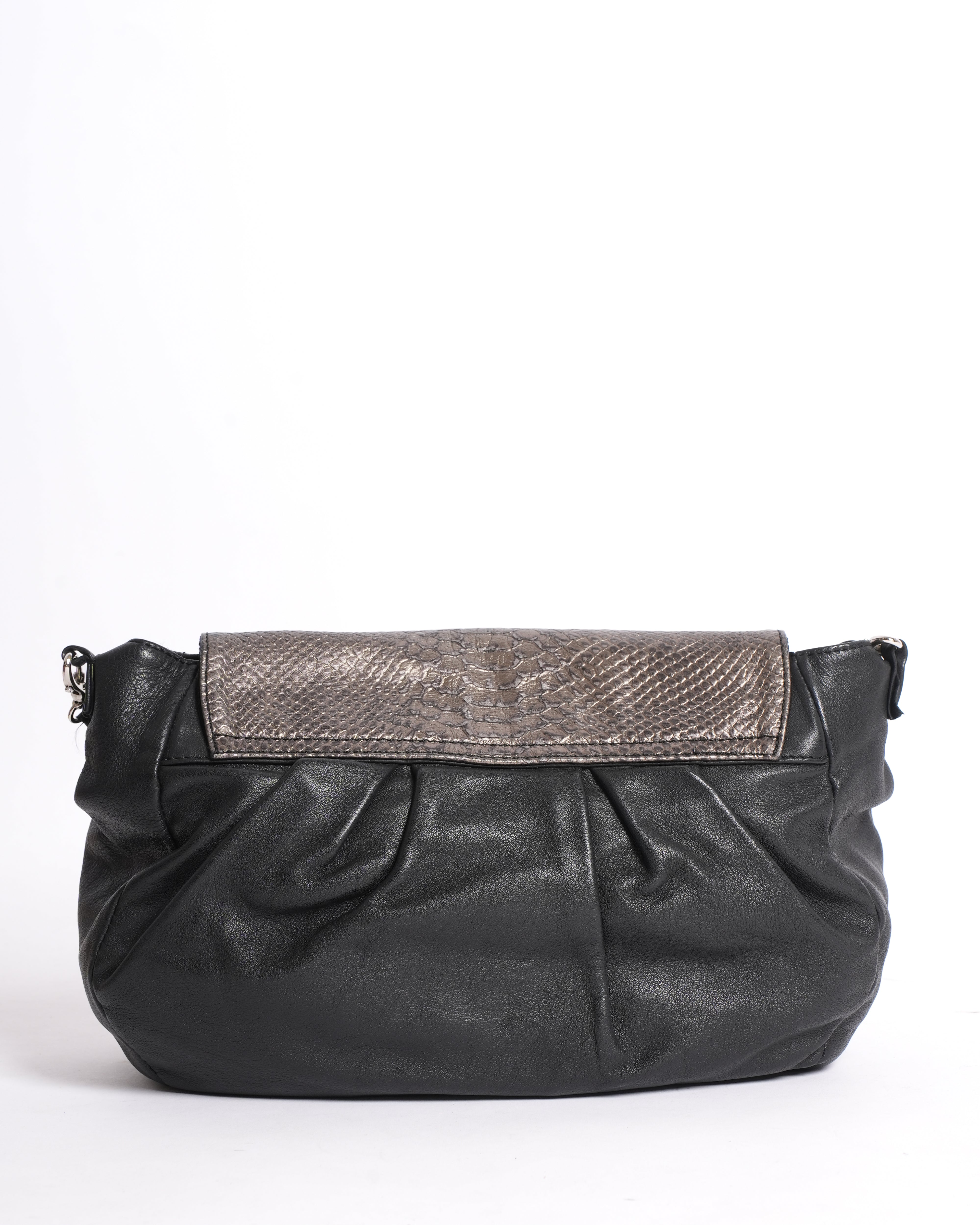 Roberto Cavalli Black Leather Tassel Crossbody Bag