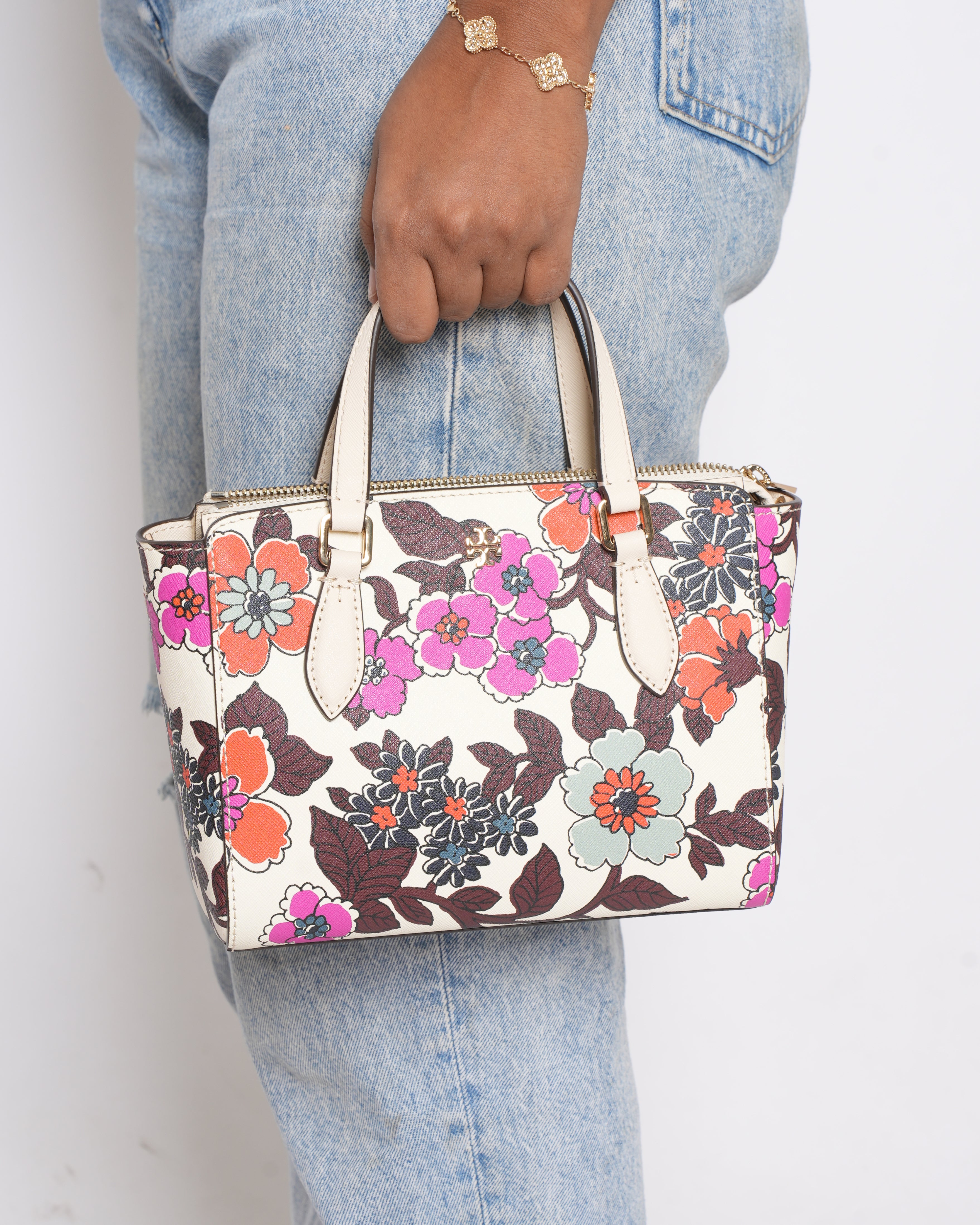 New Tory Burch Emerson Printed Mini Top Zip Tote Bag