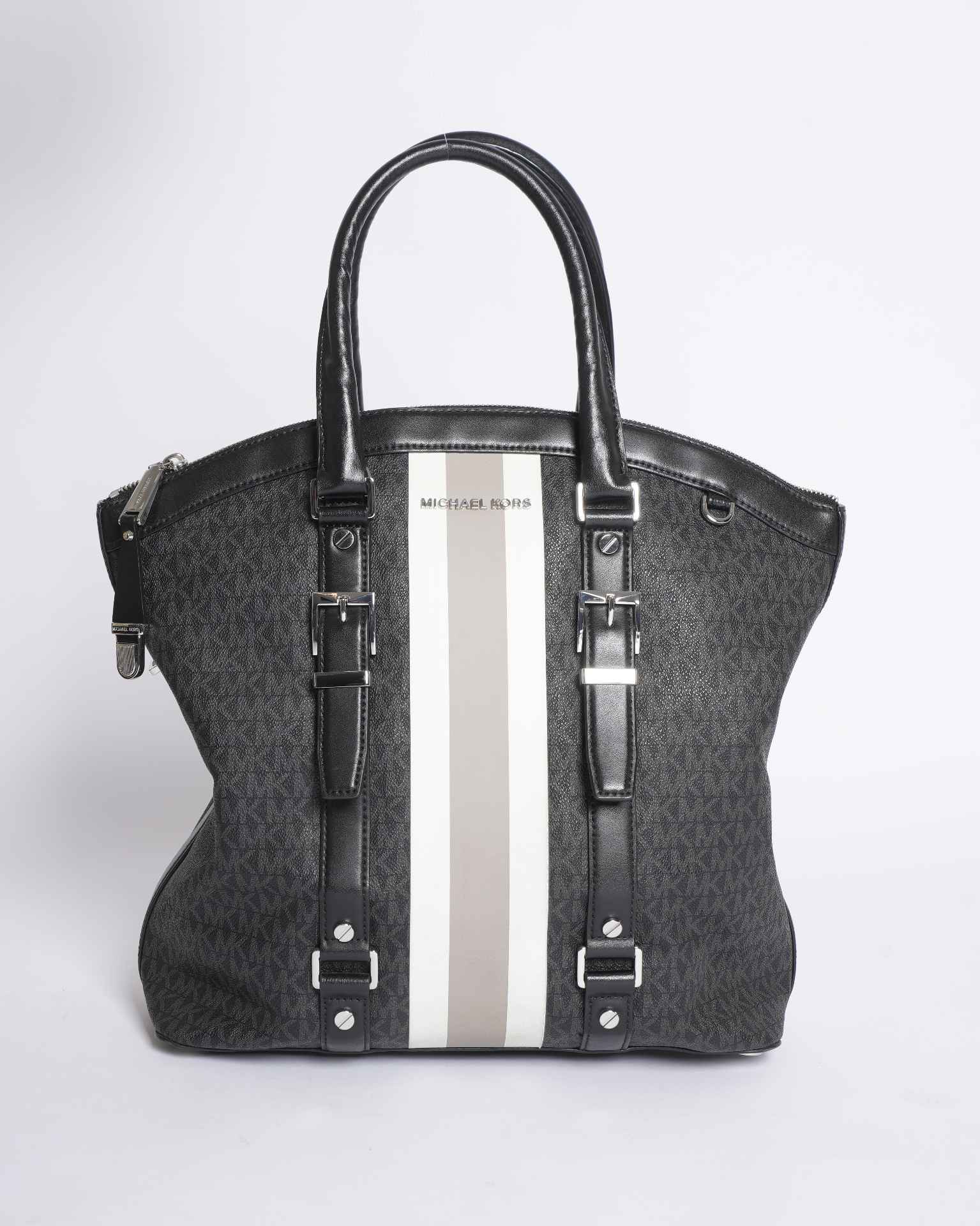 Michael Kors Bedford Travel Large Logo Stripe Dome Tote Bag