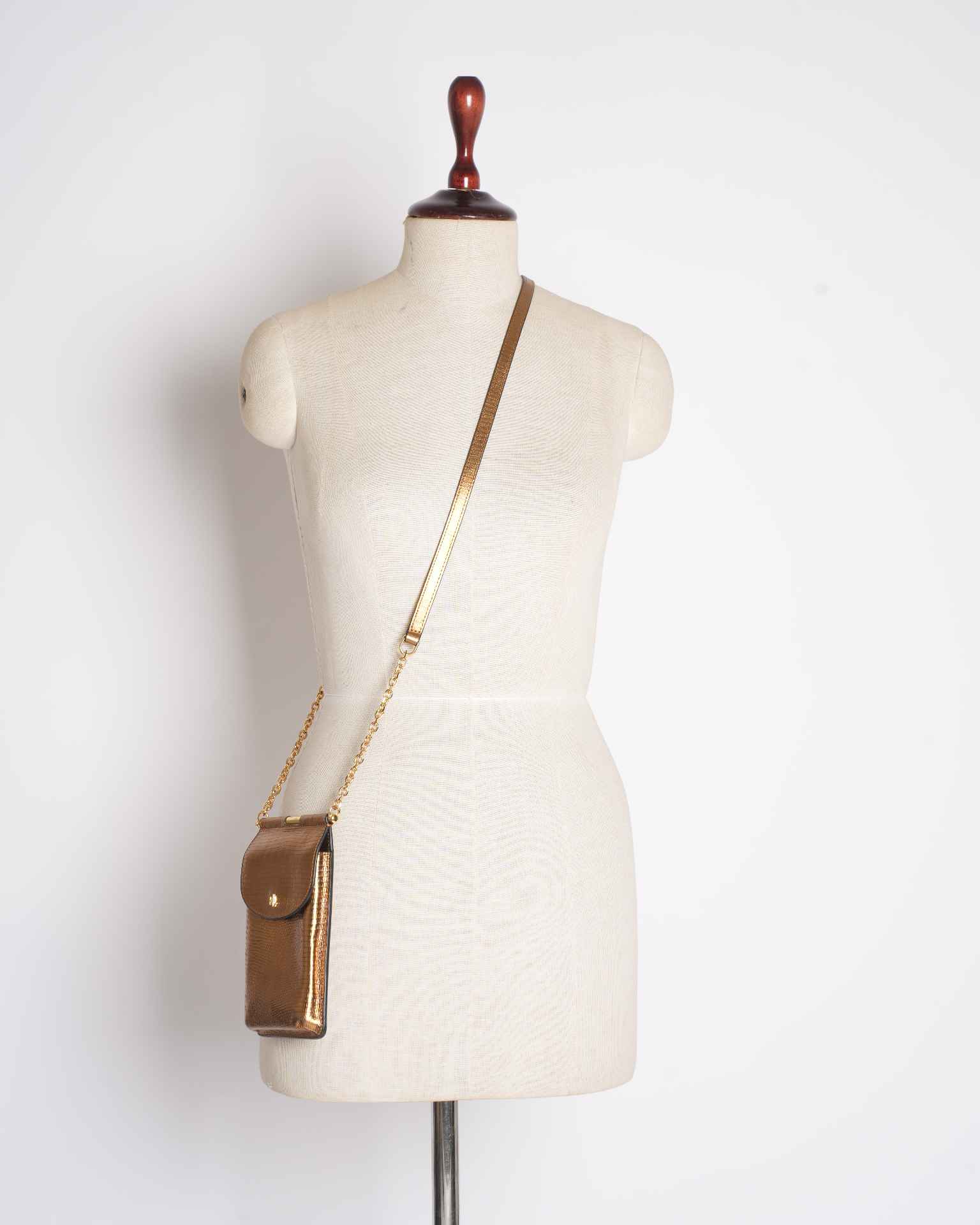 Ralph Lauren Gold Animal-Embossed Phone Sling Crossbody