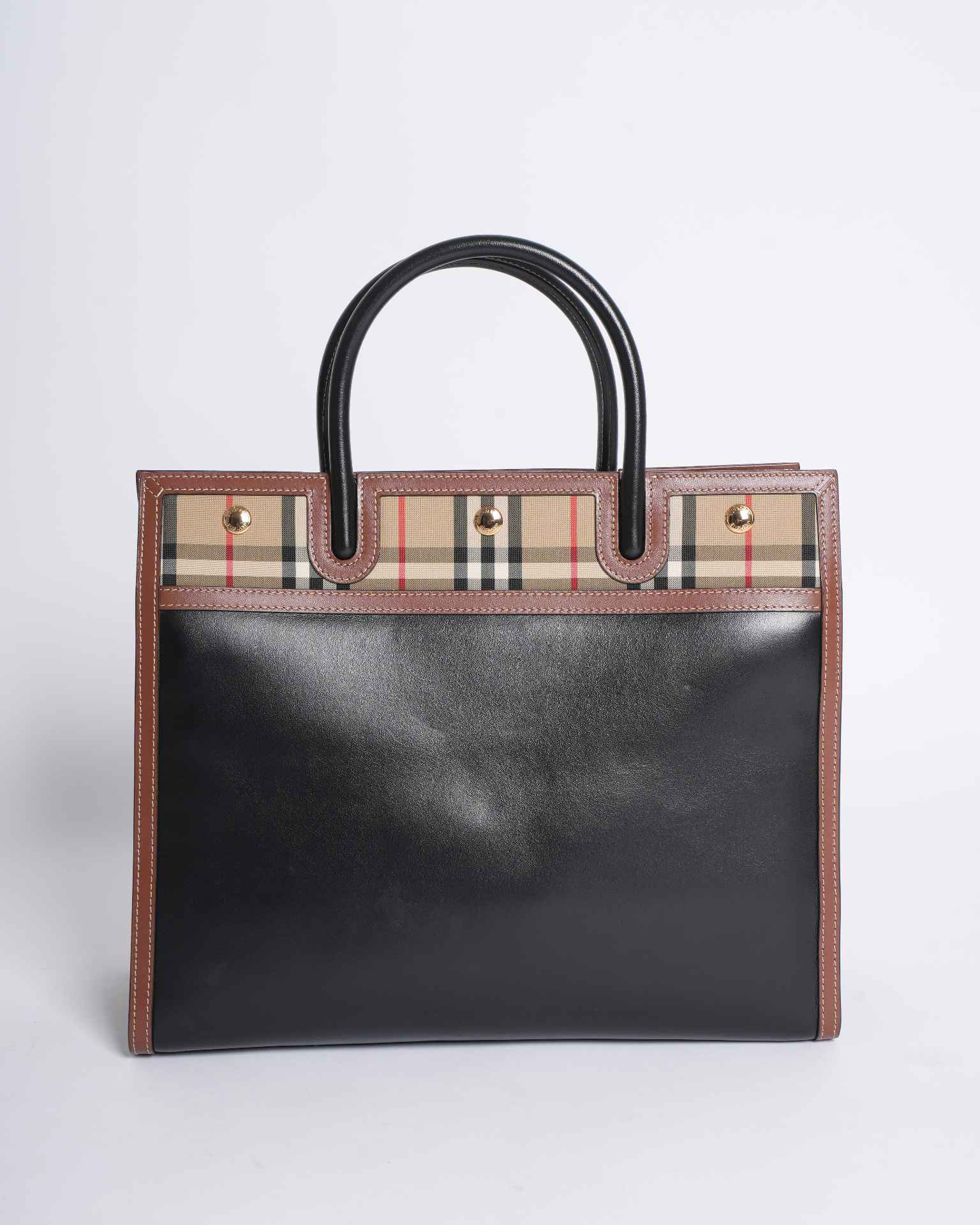 New Burberry House Check Title Top Handle Bag