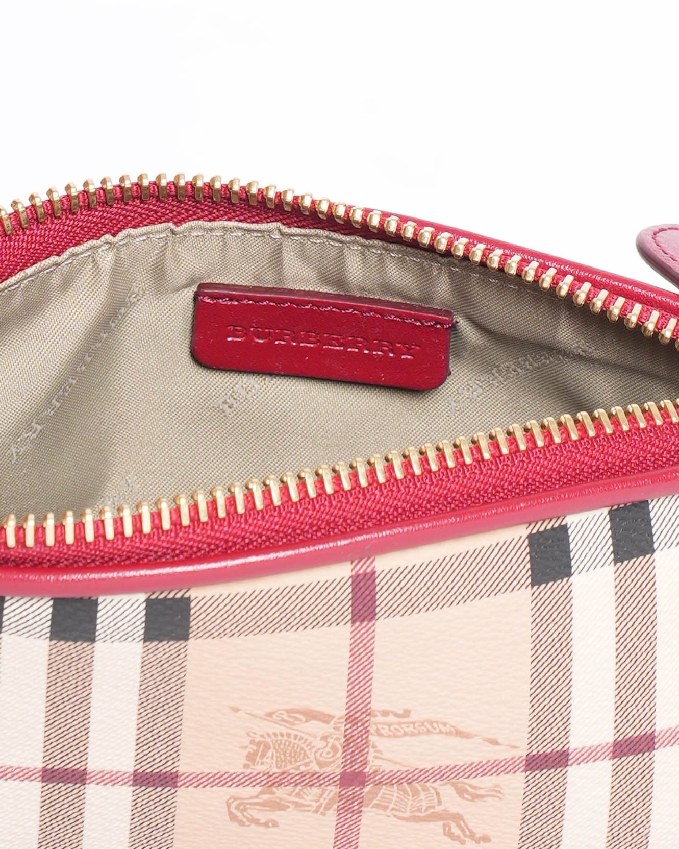New Burberry Haymarket Check Clara Shoulder Bag in Red