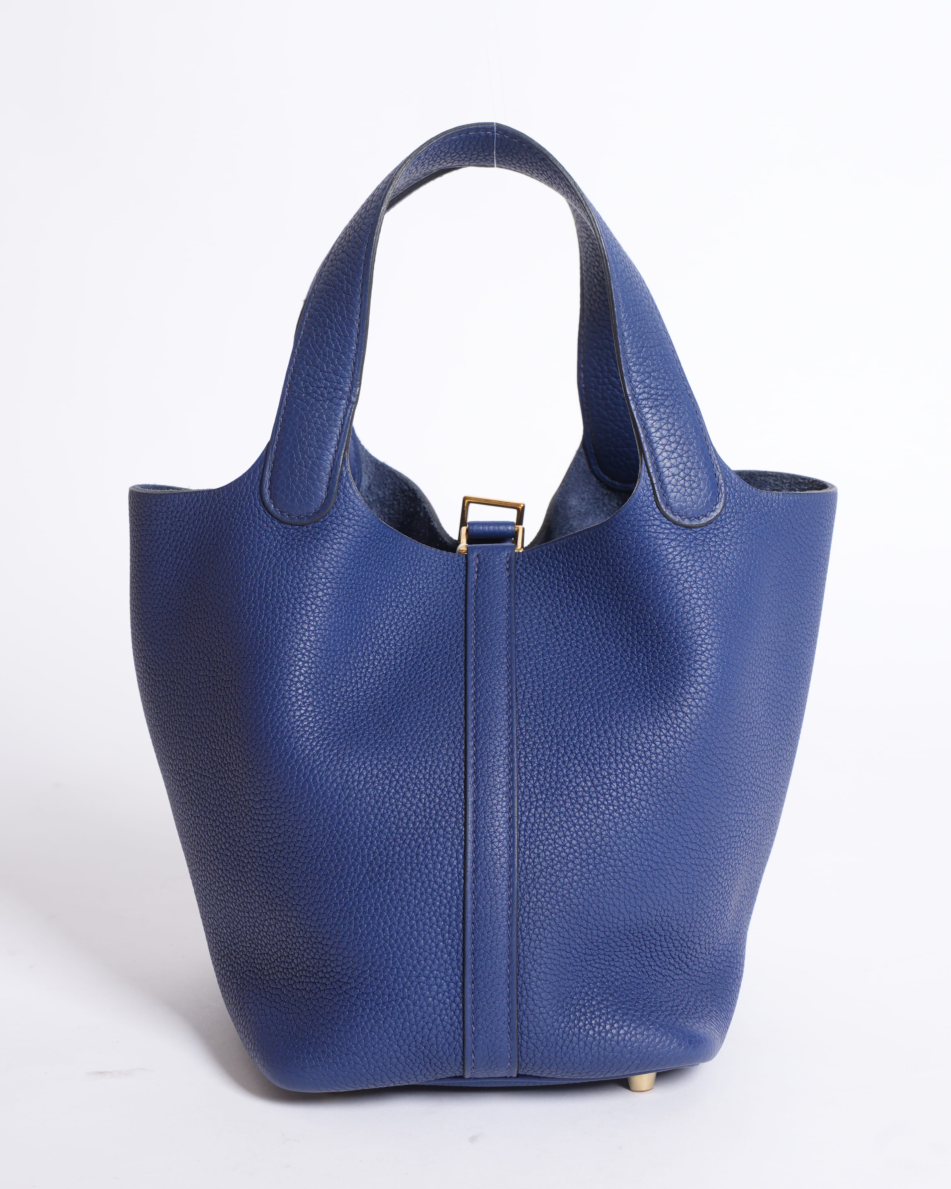 New Hermes Picotin 18 In Taurillion Maurice Blue Royal