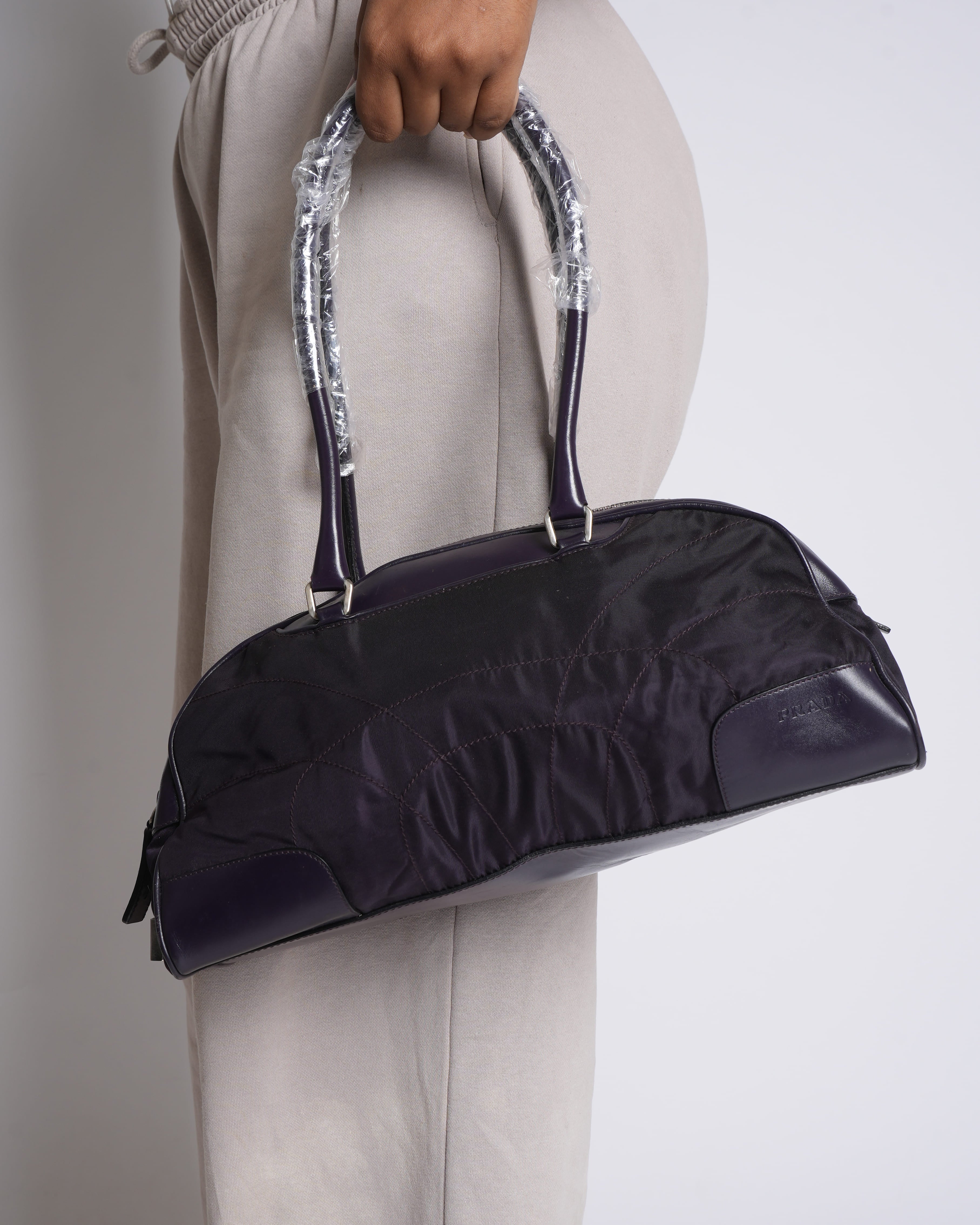 Prada logo tessuto nylon mini boston bag