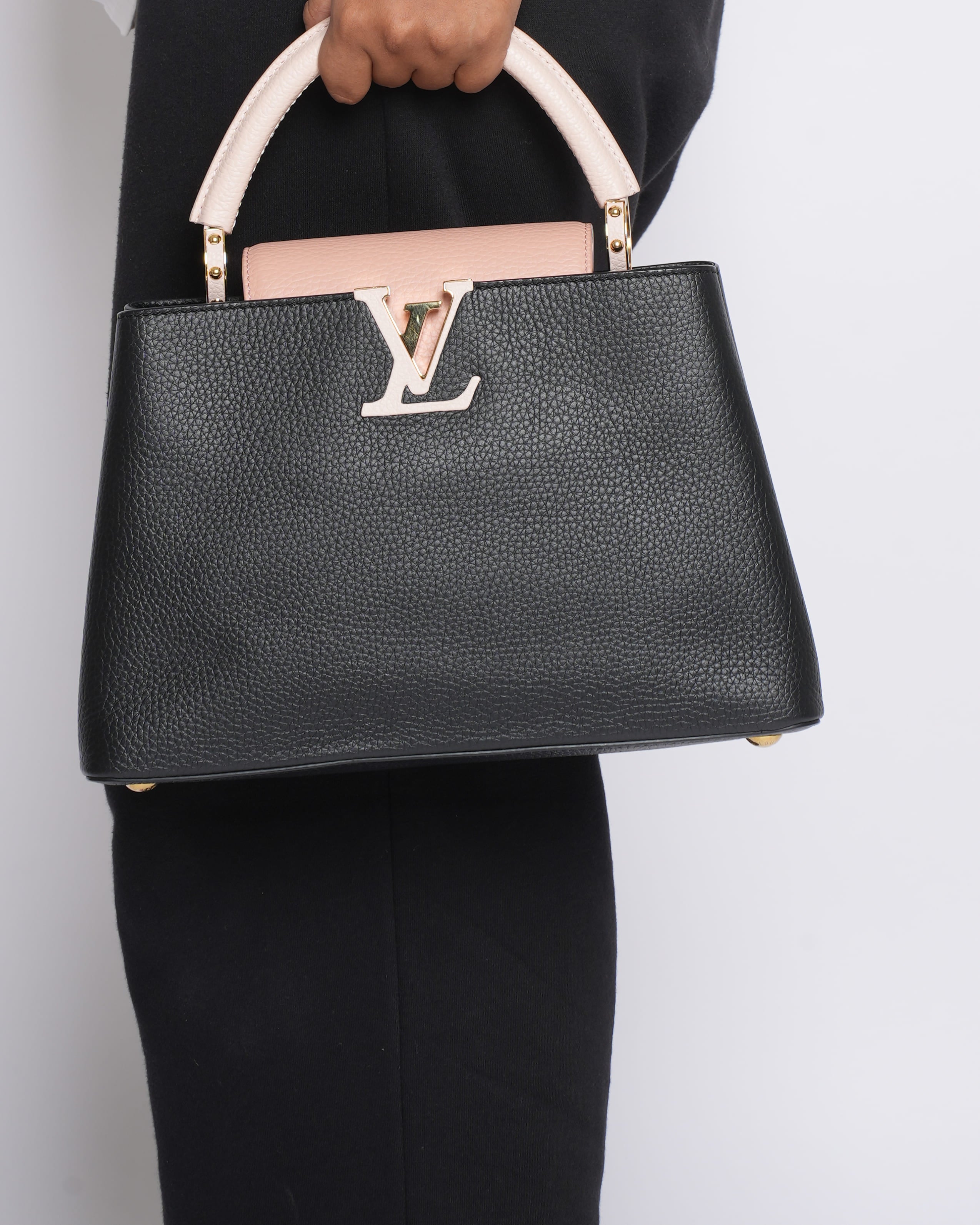 Louis Vuitton Capucines MM Top Handle Bag in Colourblock Pink & Black