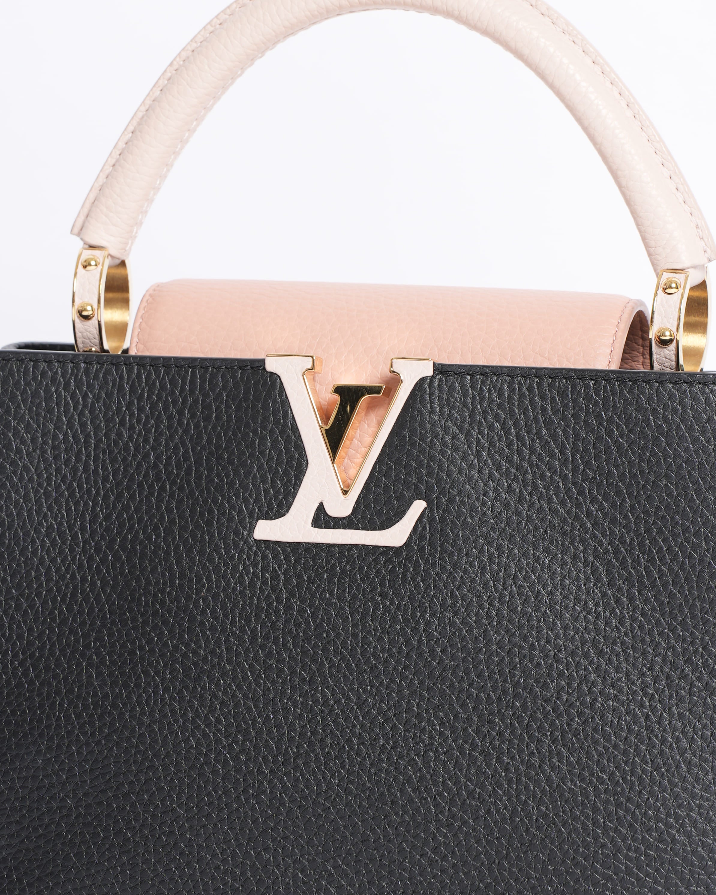 Louis Vuitton Capucines MM Top Handle Bag in Colourblock Pink & Black