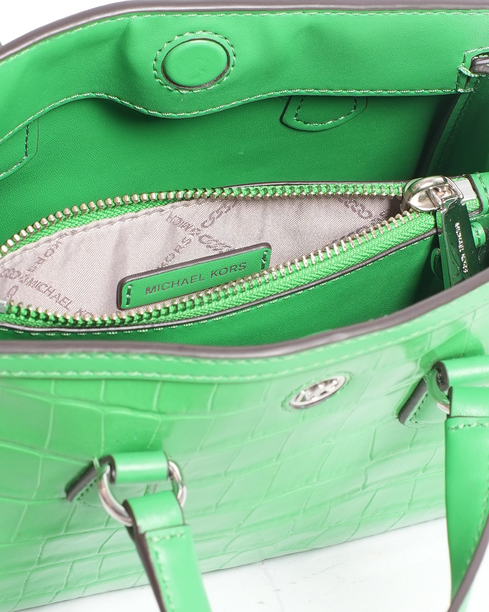 New Michael Kors Green Embossed Mini Bag