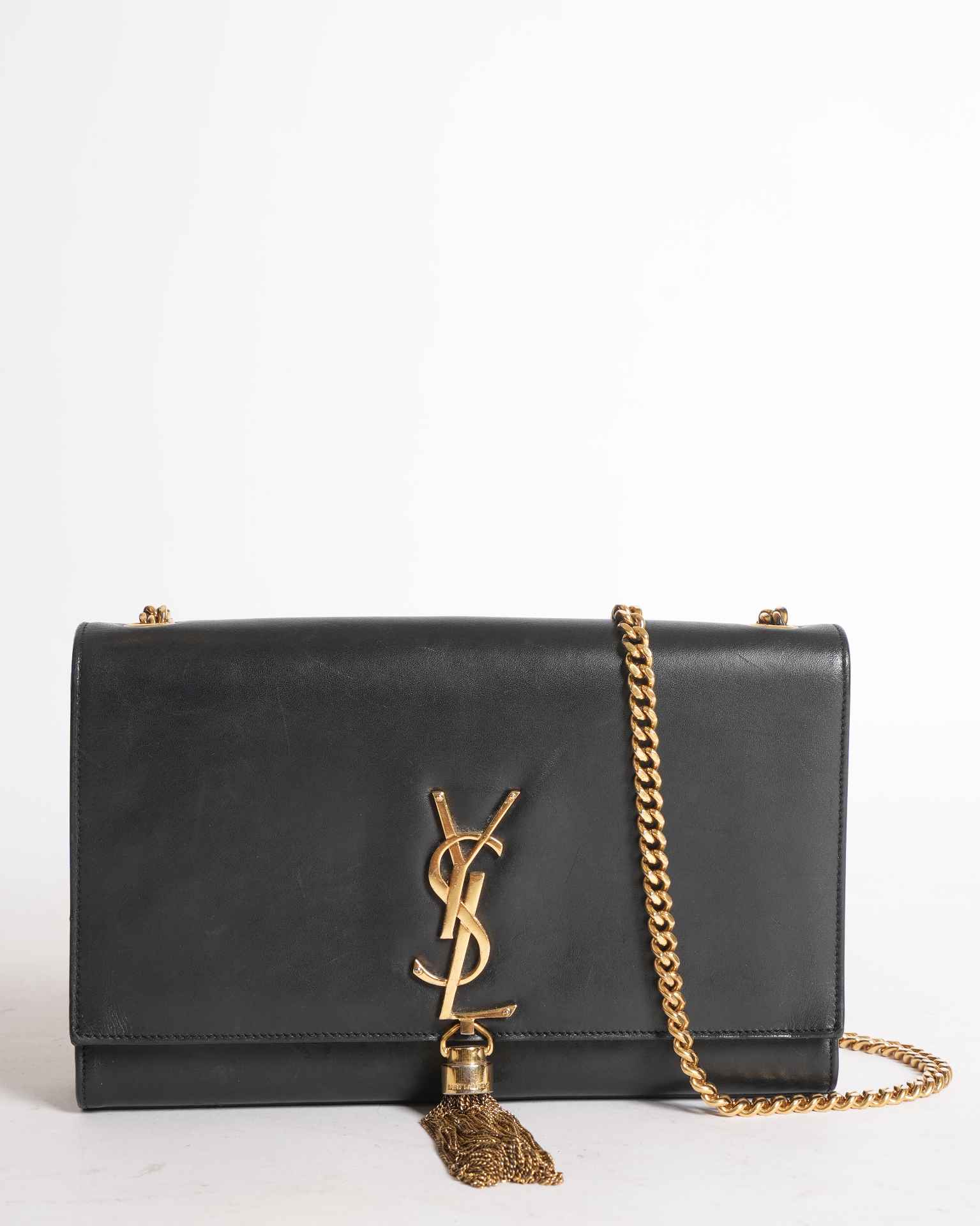 Saint Laurent Black Leather Kate Tassel Shoulder Bag