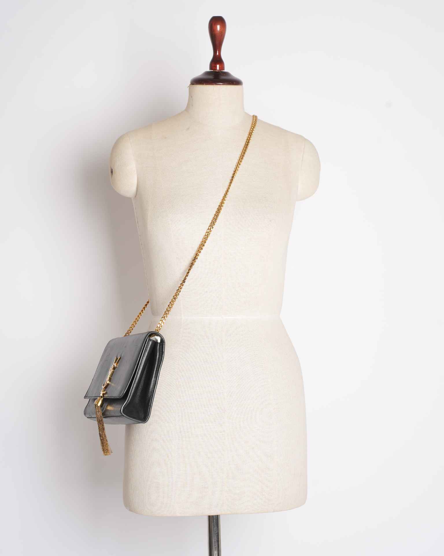 Saint Laurent Black Leather Kate Tassel Shoulder Bag