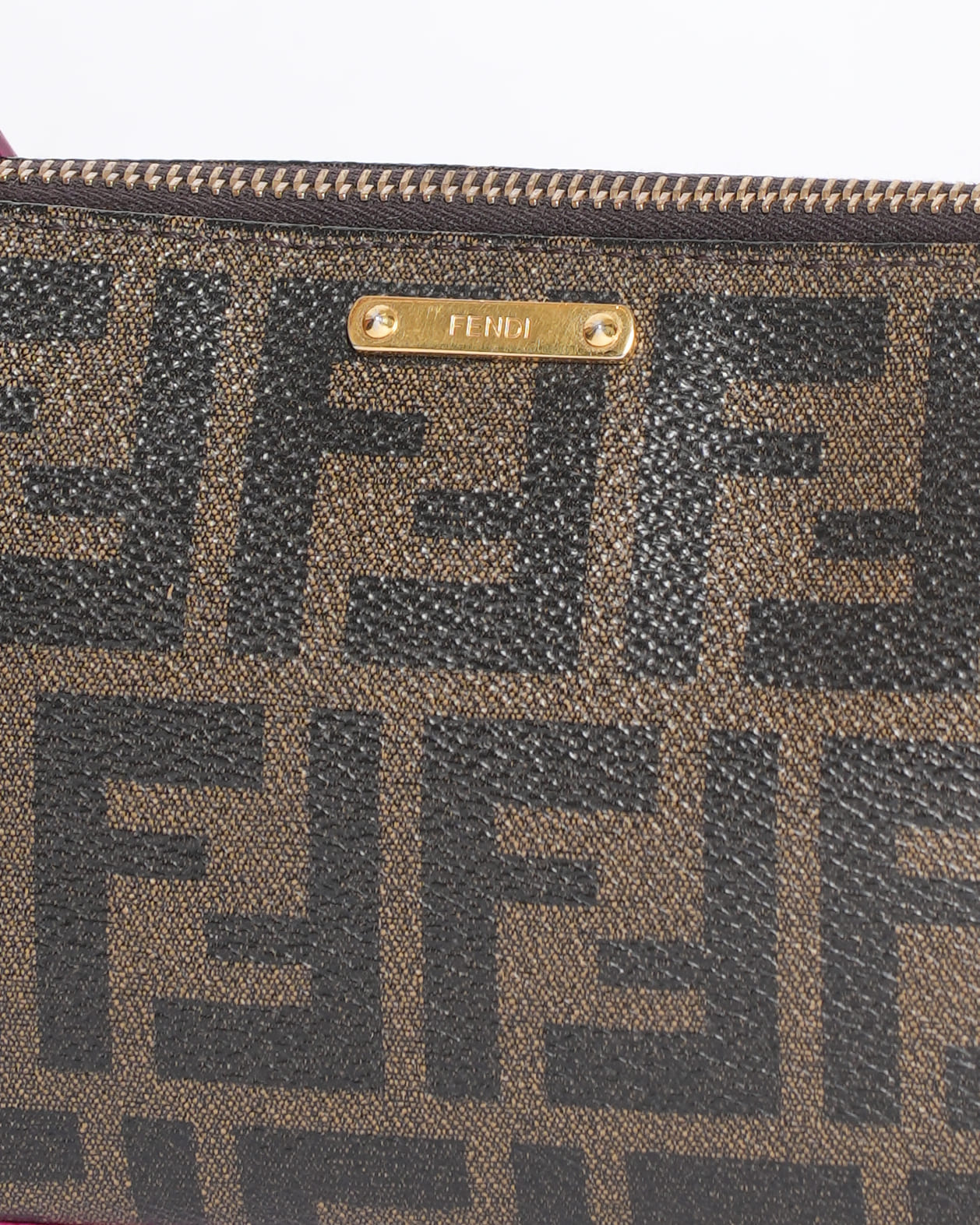 Fendi Zucca Pochette Tobacco Fichsia Spalmati Pochette