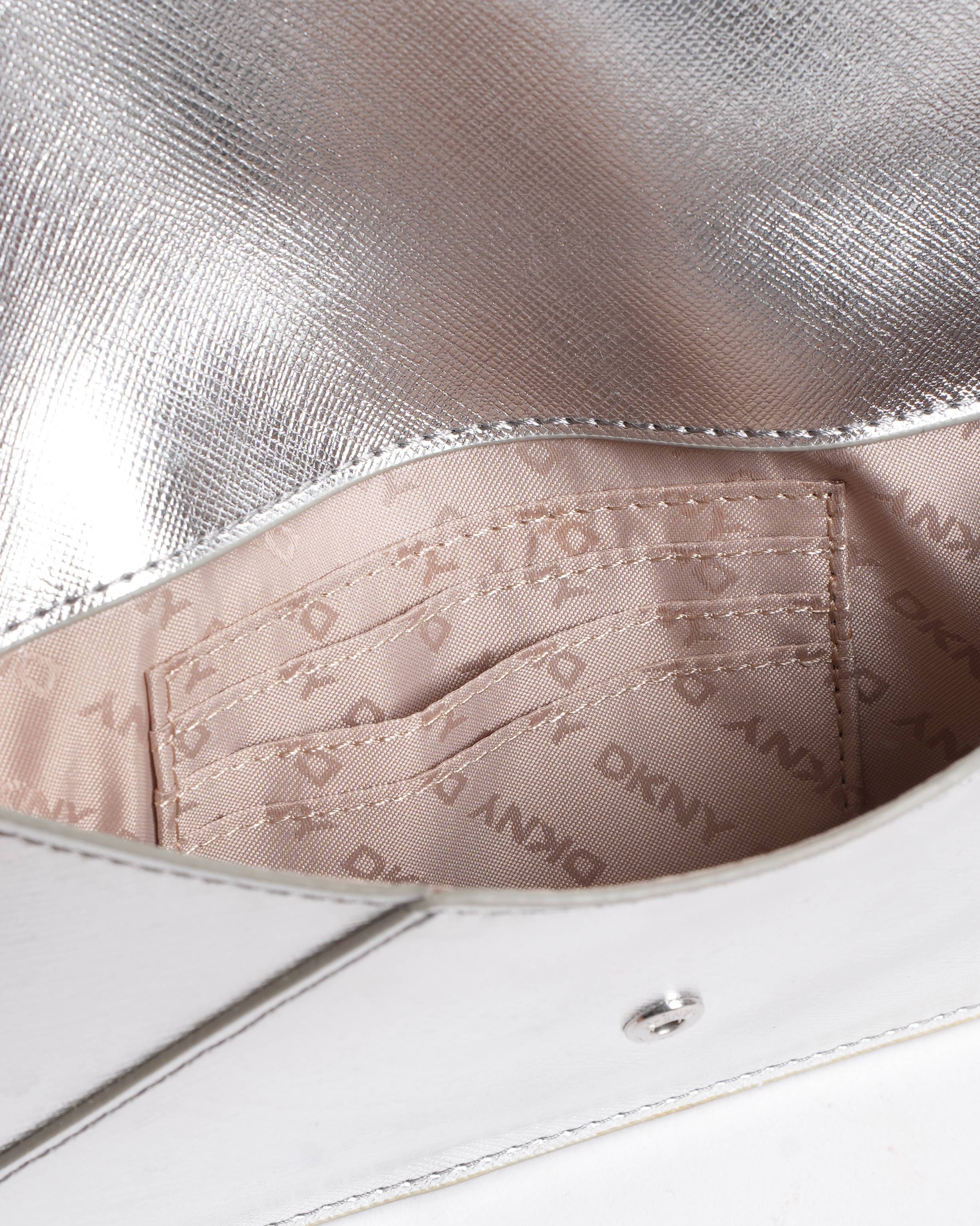 New DKNY Silver Envelope Clutch 25th Anniversary Edition