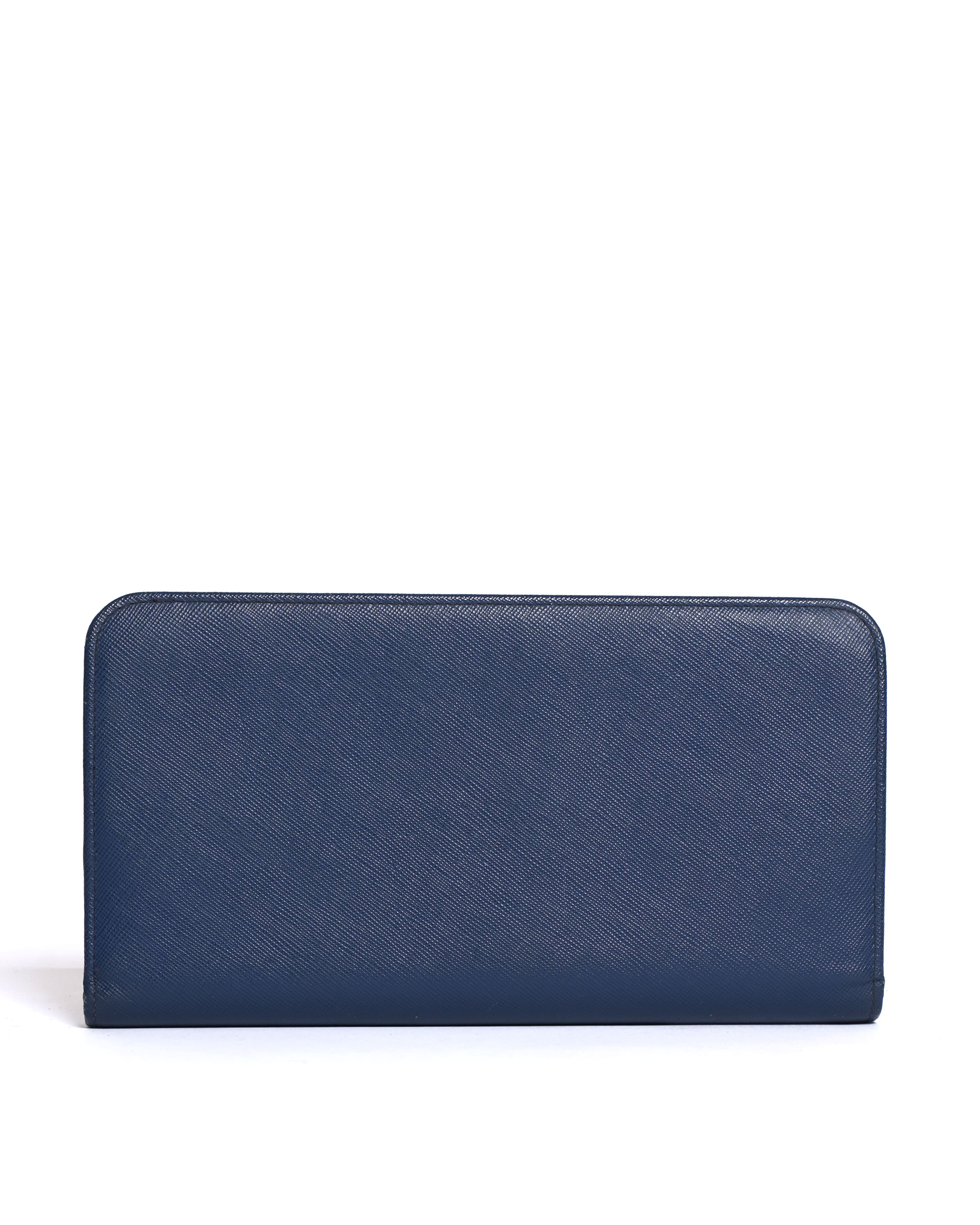 Prada Navy Blue Saffiano Leather Wallet