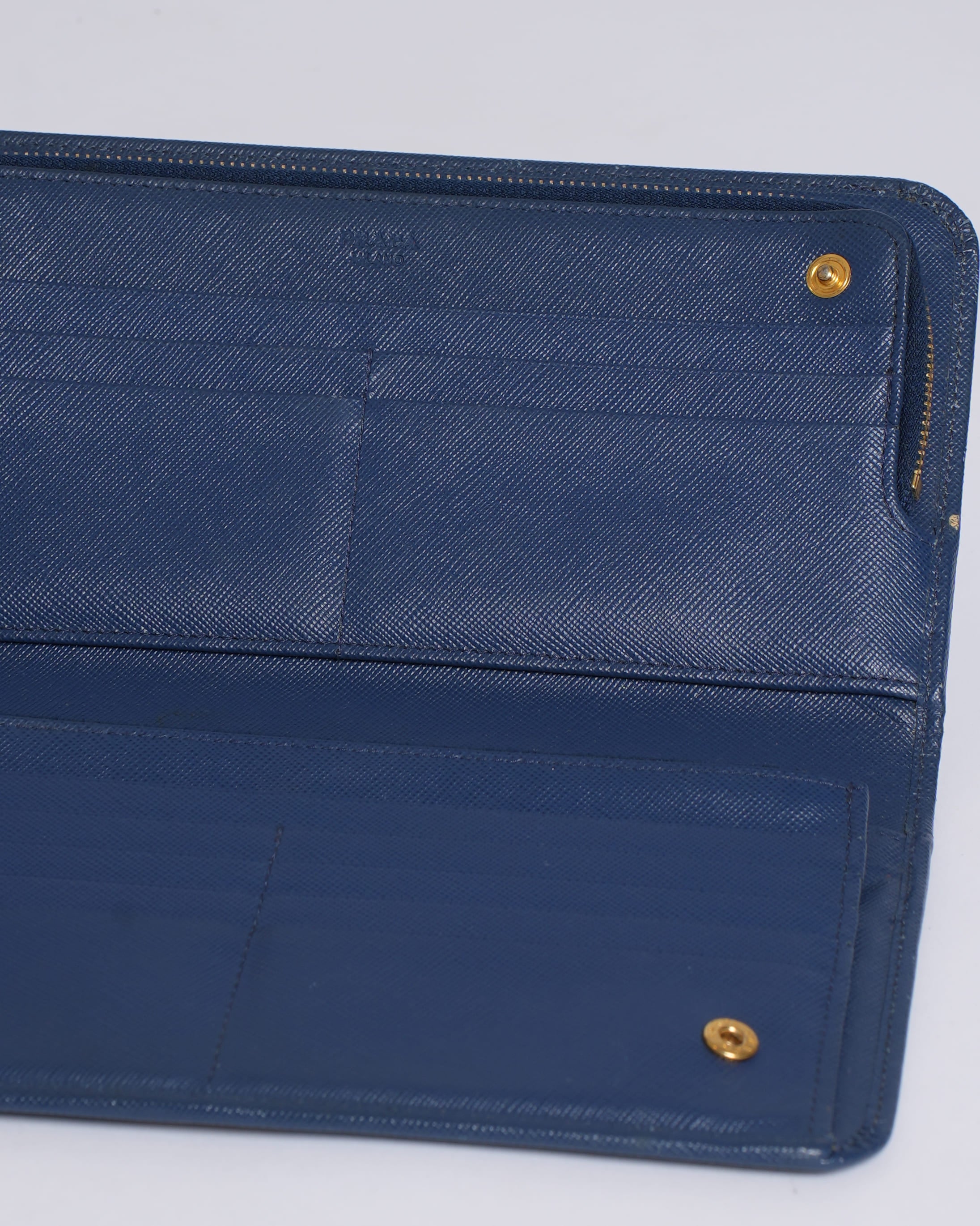 Prada Navy Blue Saffiano Leather Wallet