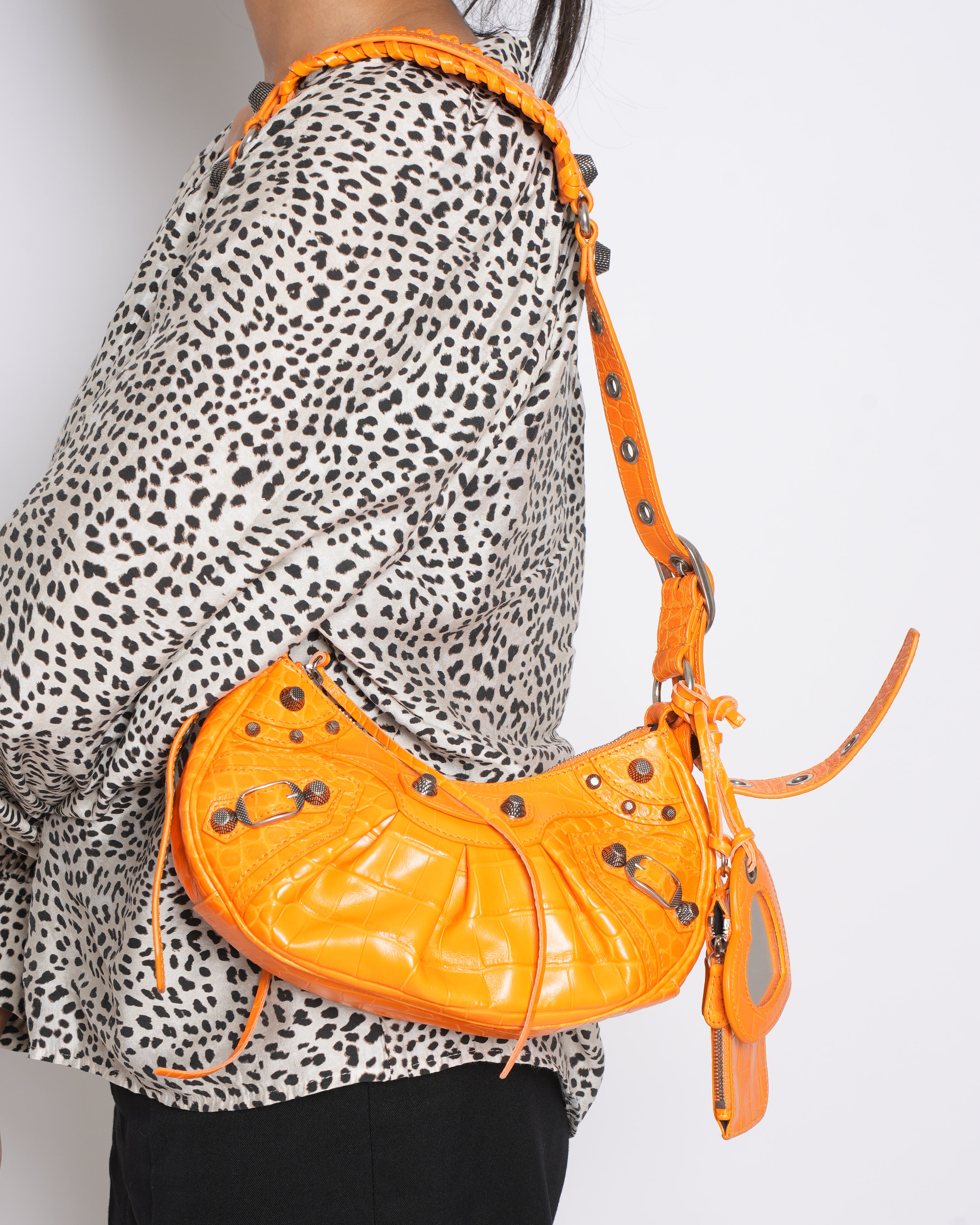 New Balenciaga XS Le Cagole Shoulder Bag In Fluo Orange