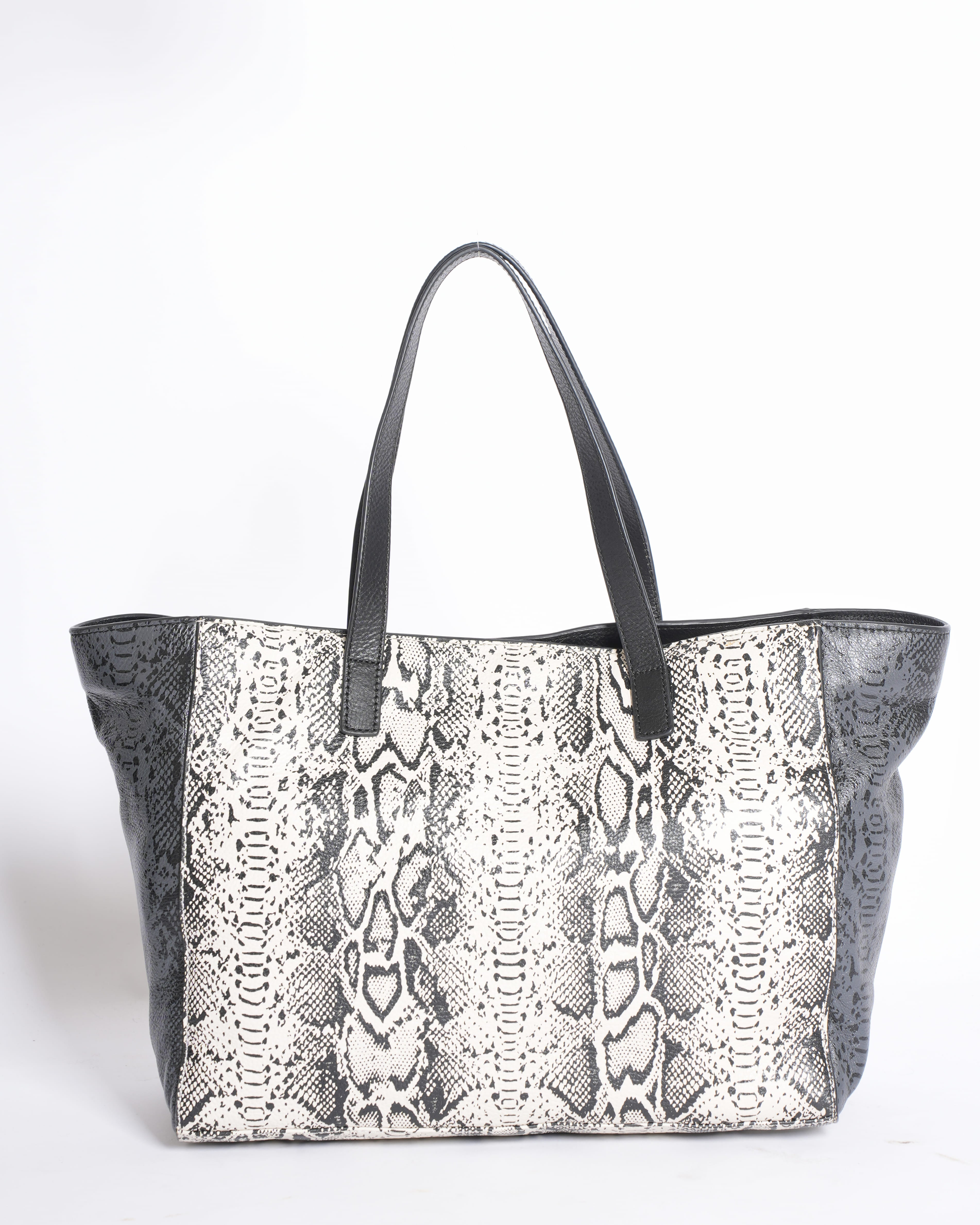 Marc Jacobs Black Animal Print Leather Tote in White & Black