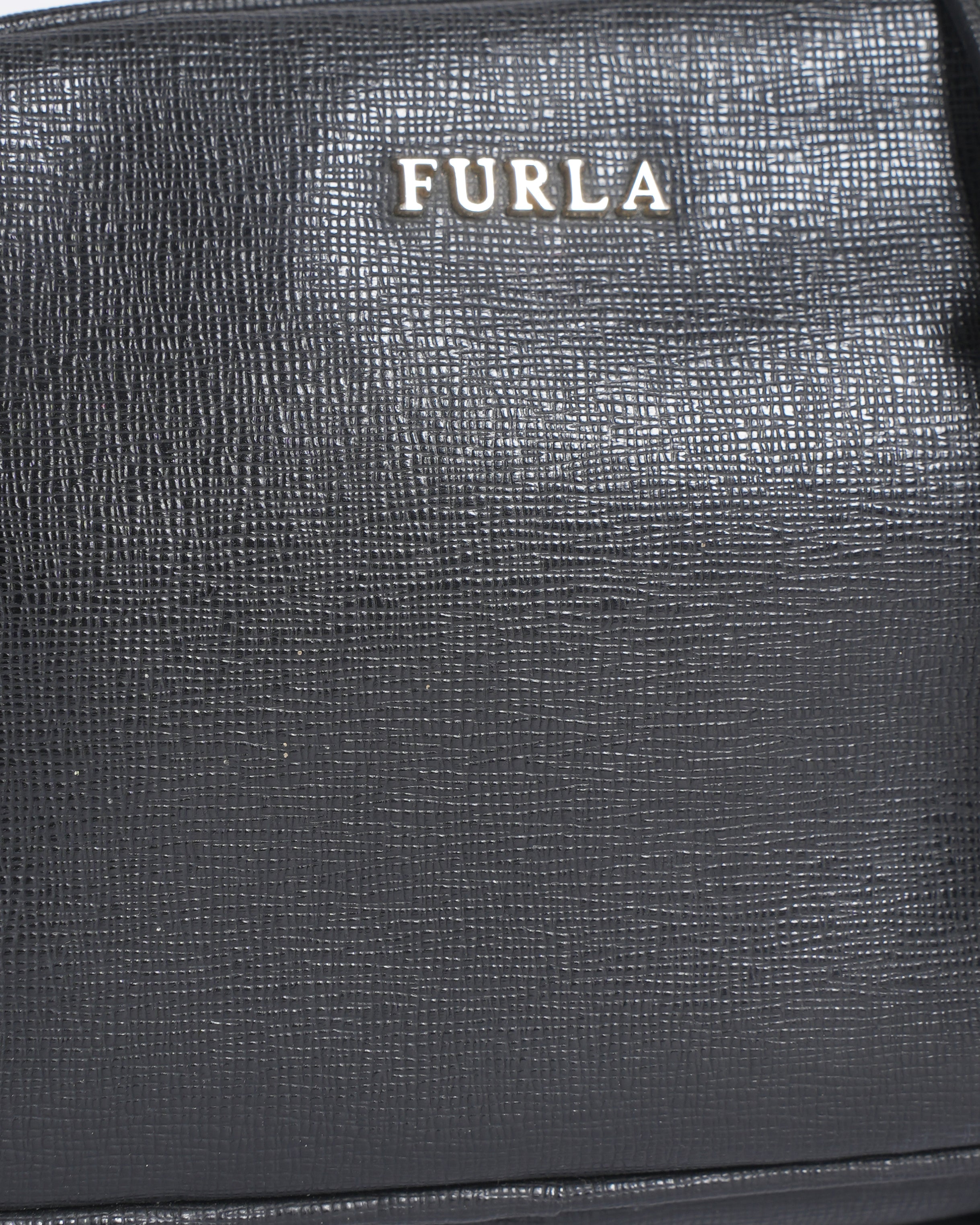 Furla black leather small crossbody bag