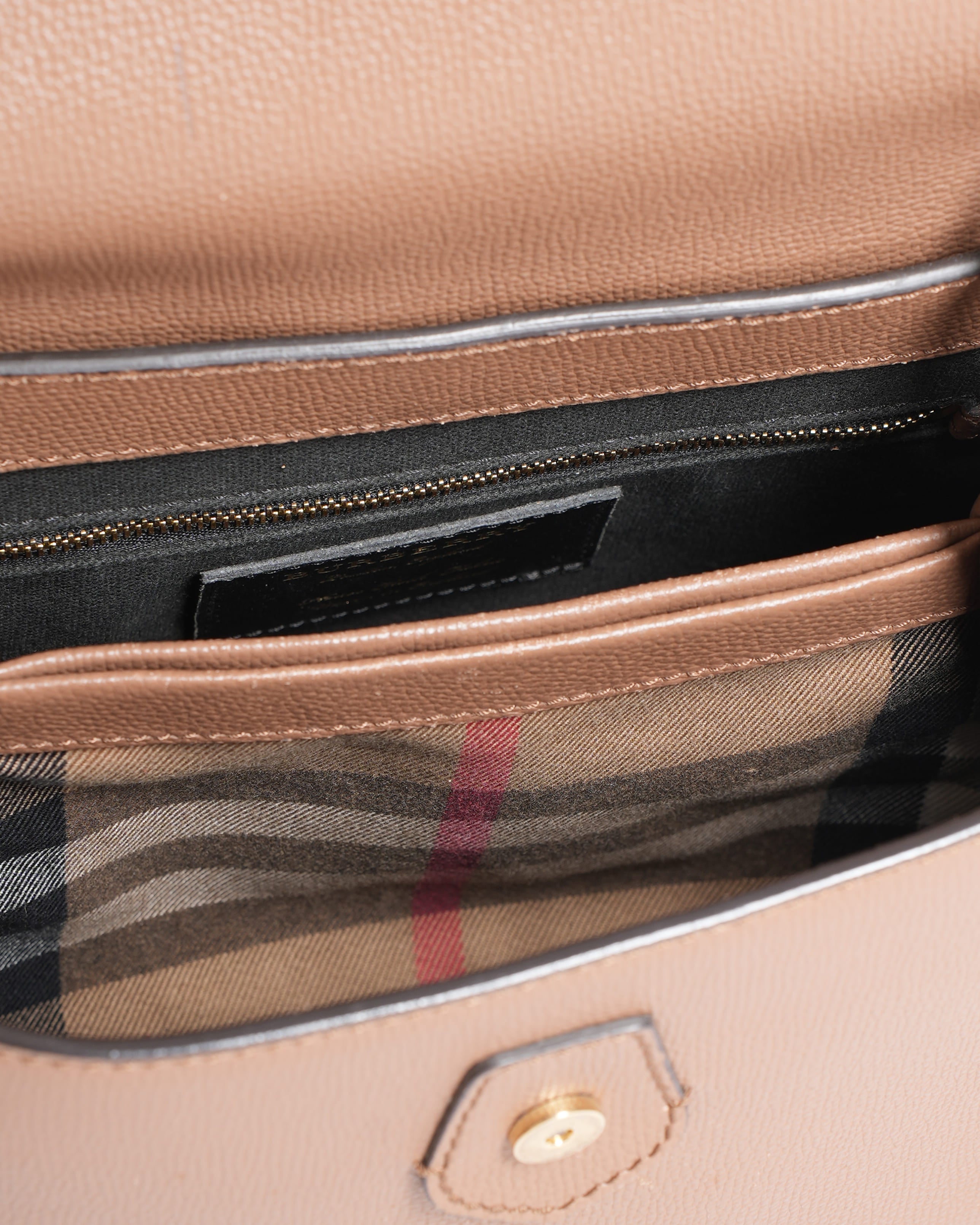 Burberry Camberley Top Handle Bag in Leather and House Check Canvas