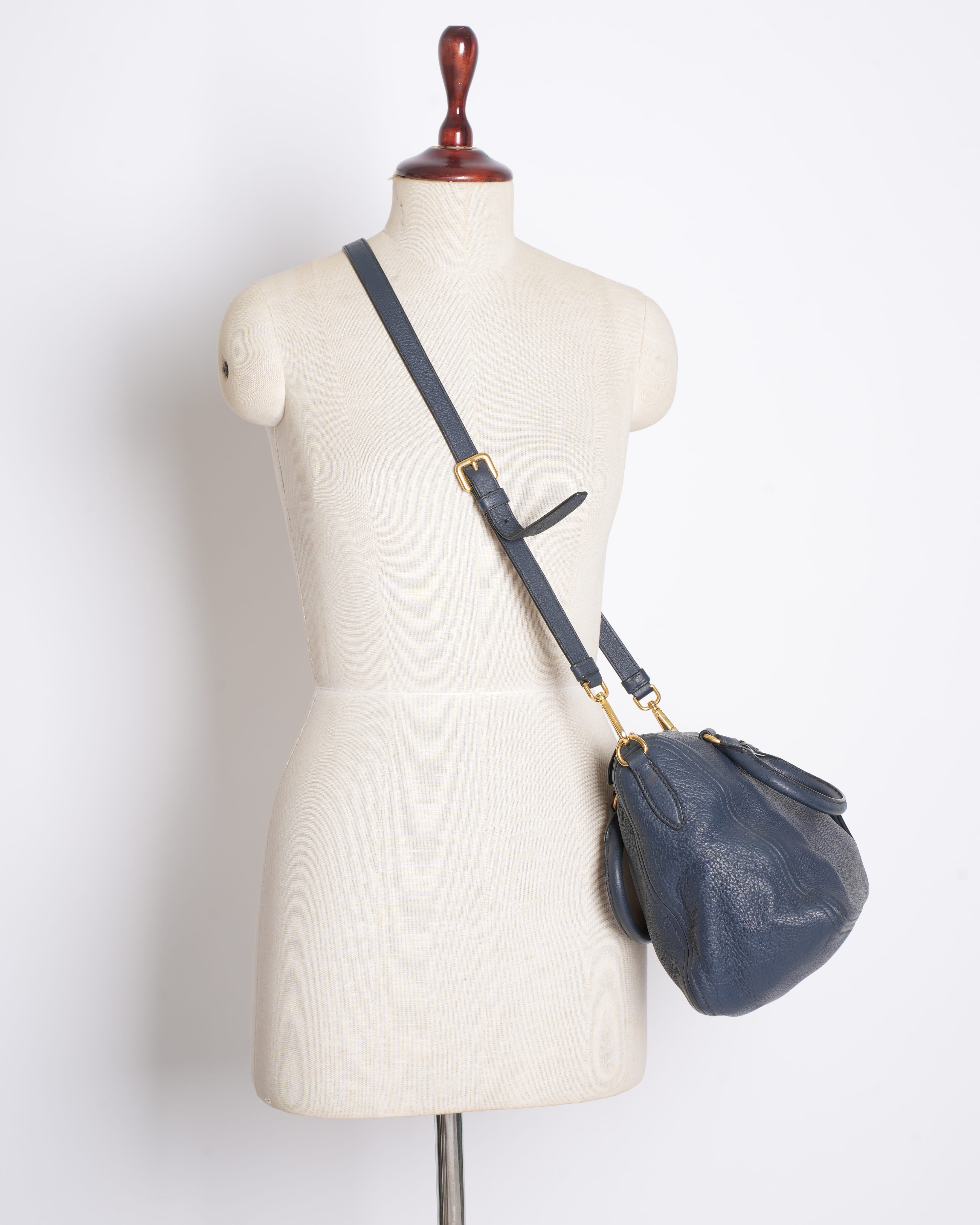 Prada Top Handle Bag With Shoulder Strap In Blue