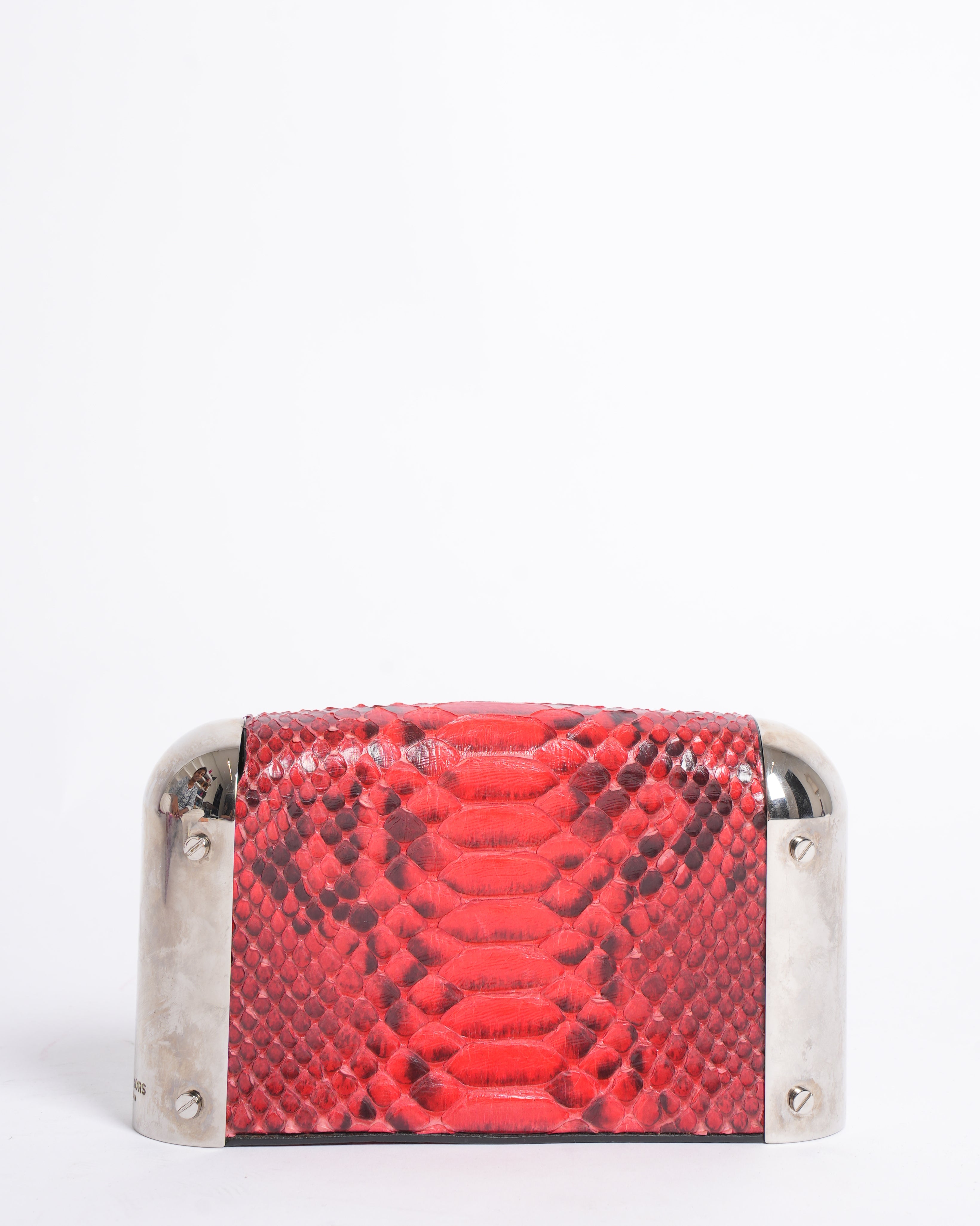 Michael Kors Python Embossed Red Clutch