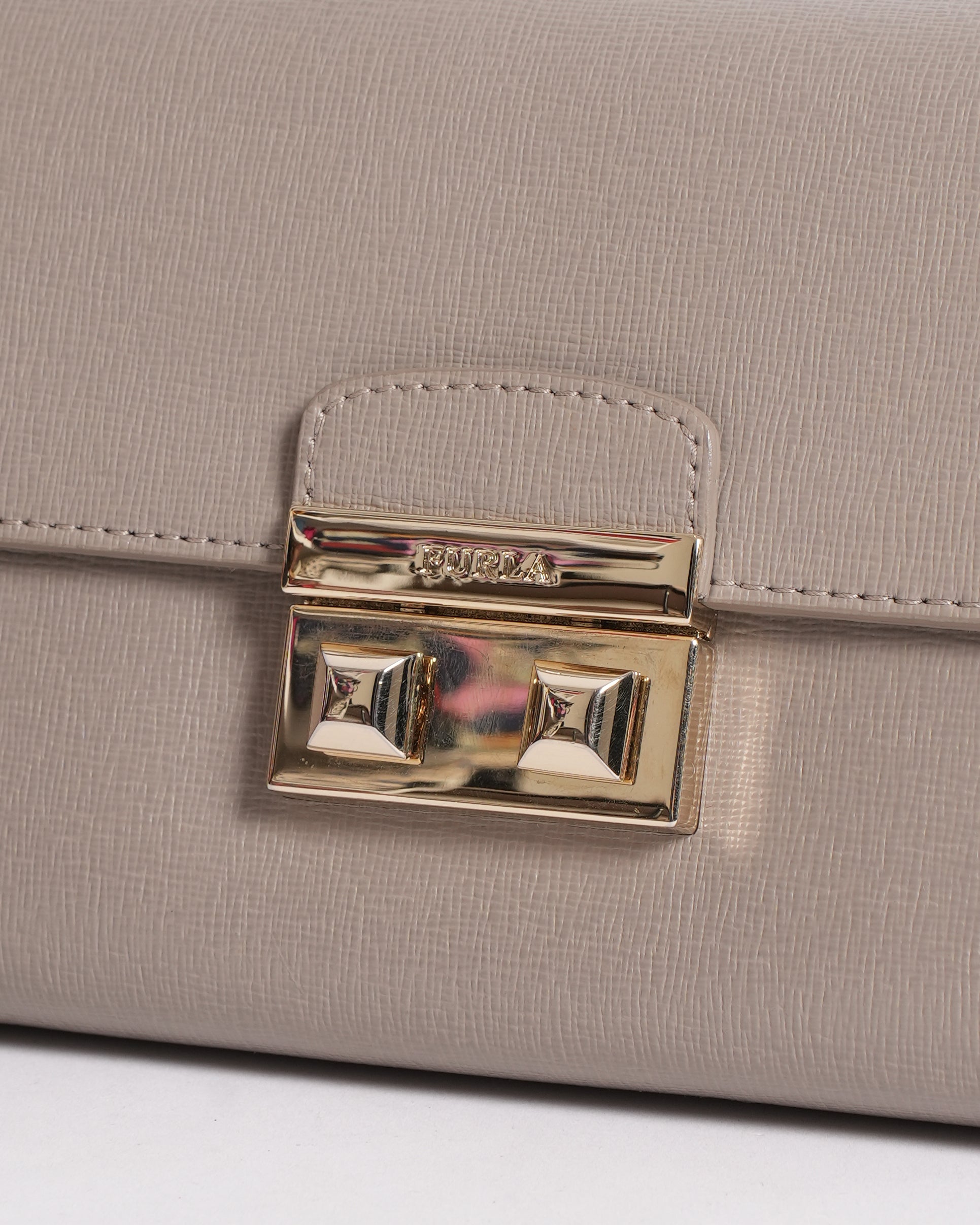Furla Grey Crossbody Bag With Gold Tone Hardware