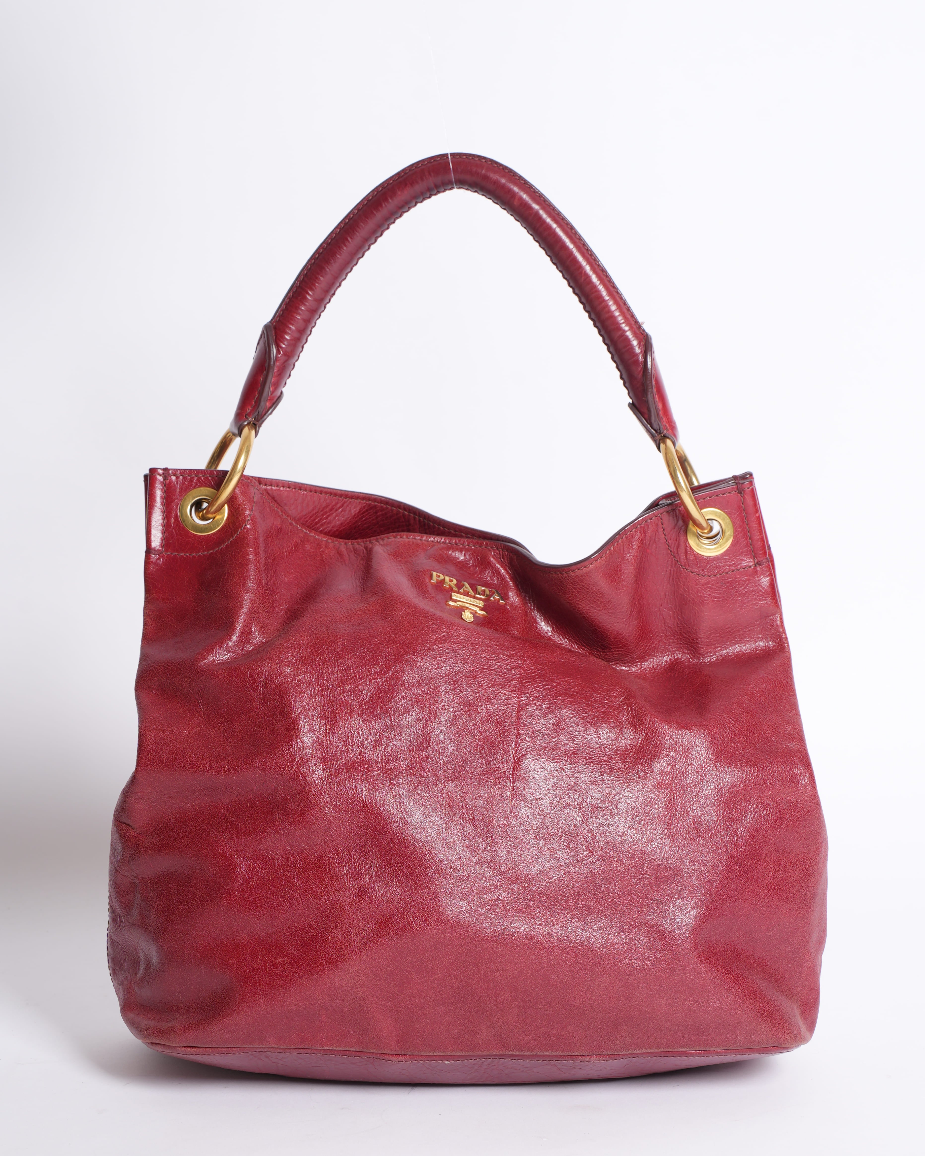 Prada Logo One Shoulder Bag In Red