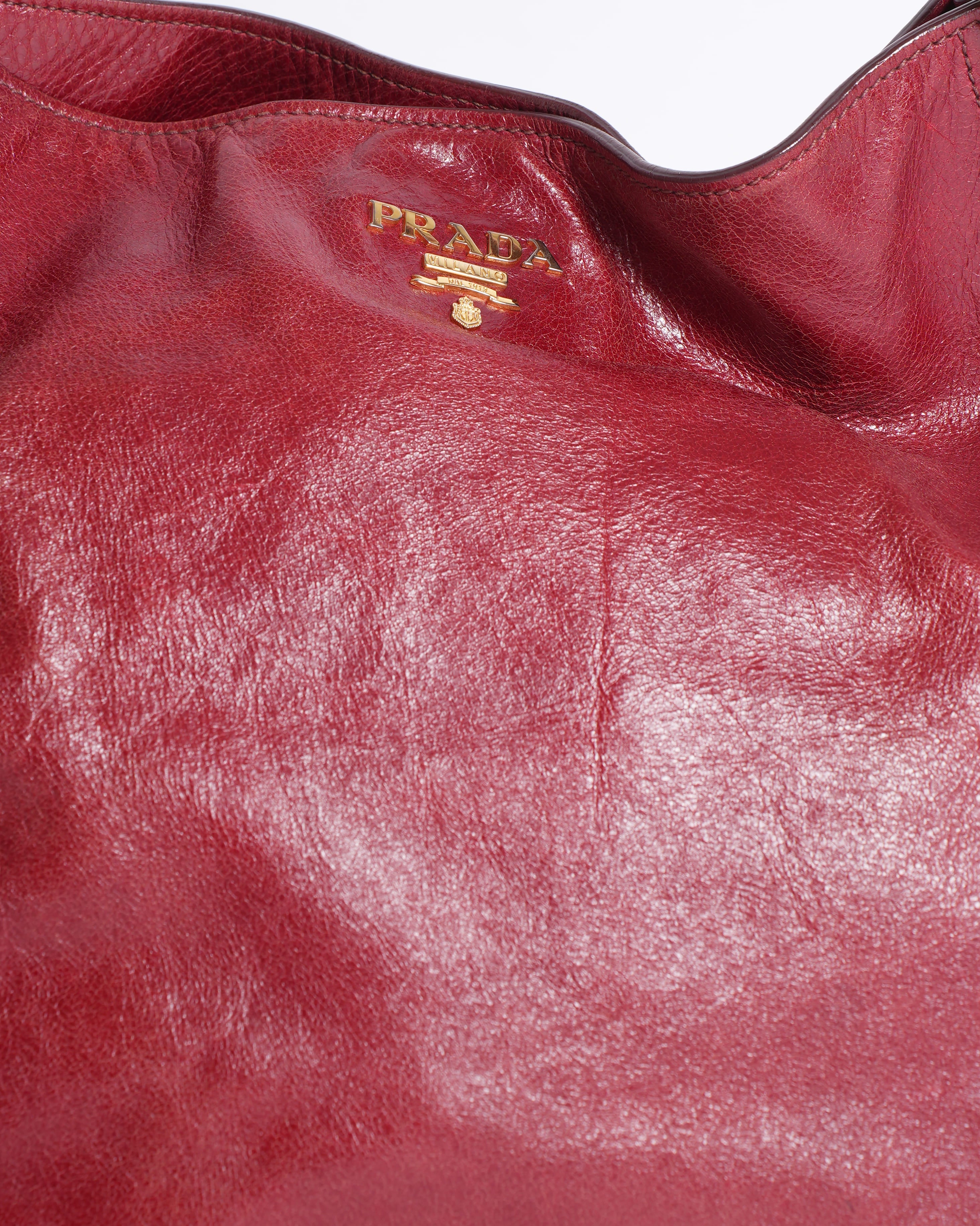 Prada Logo One Shoulder Bag In Red