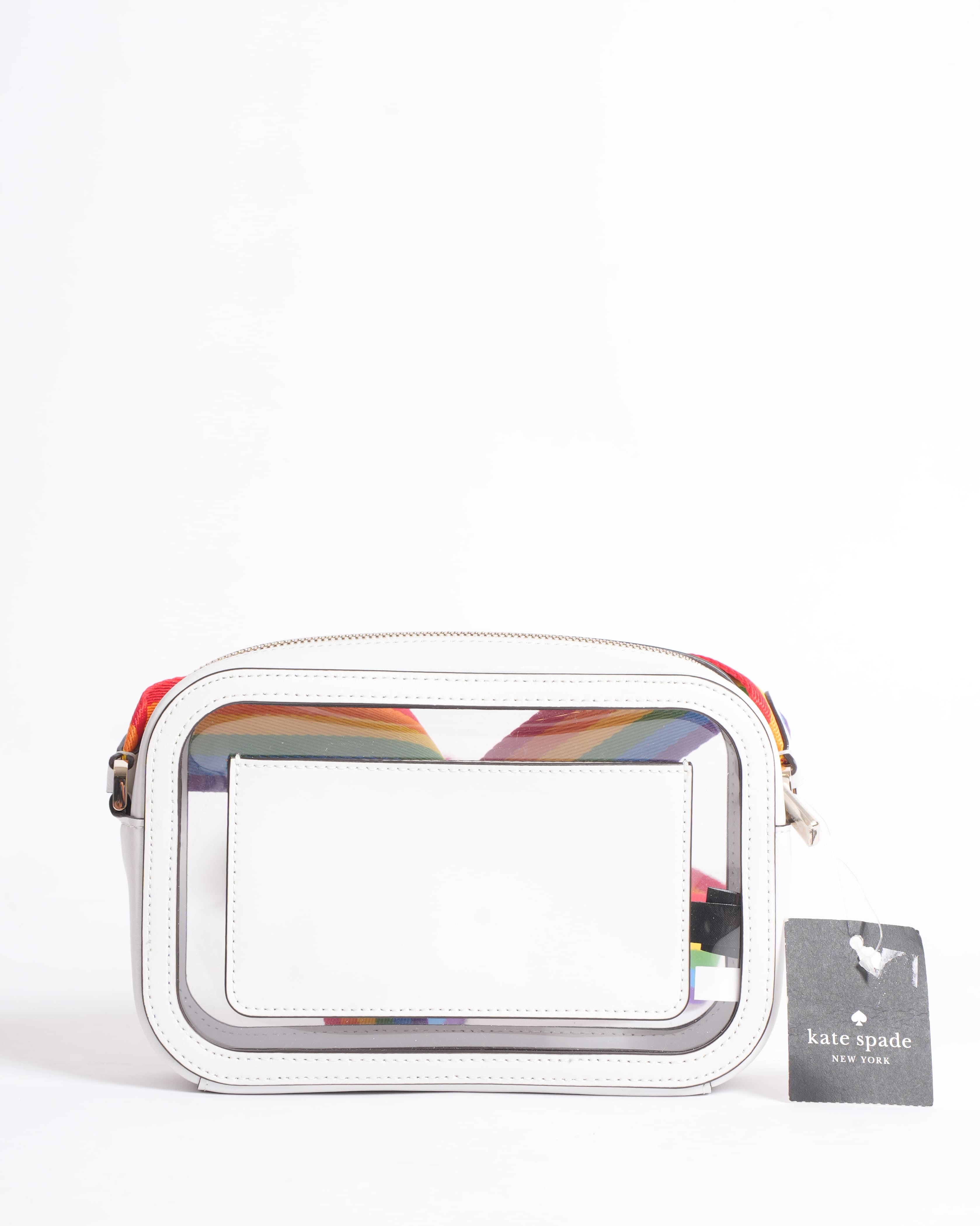 New Kate Spade Clear Crossbody Bag with Rainbow Strap