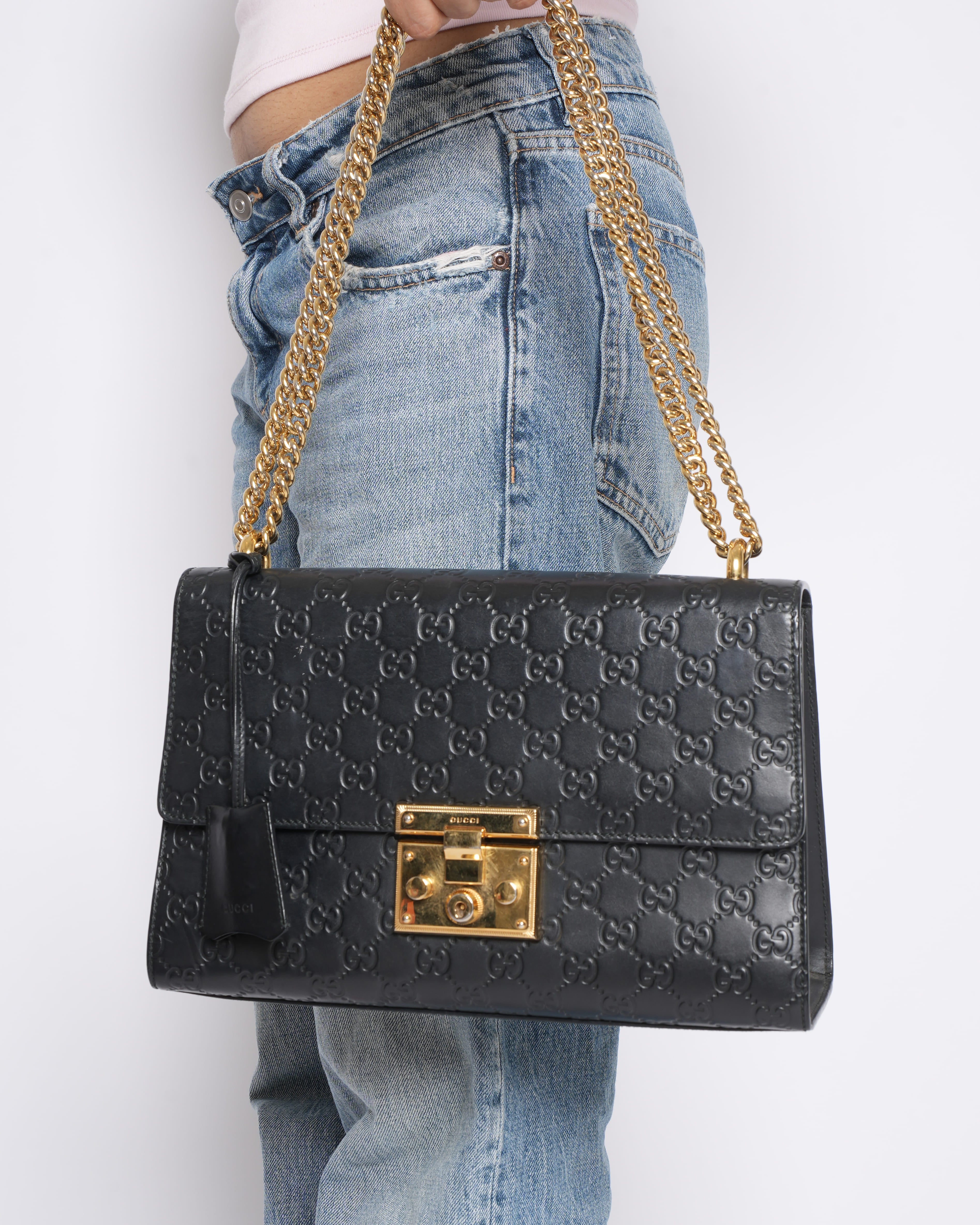 Gucci Guccissima Emily Shoulder Bag in Black