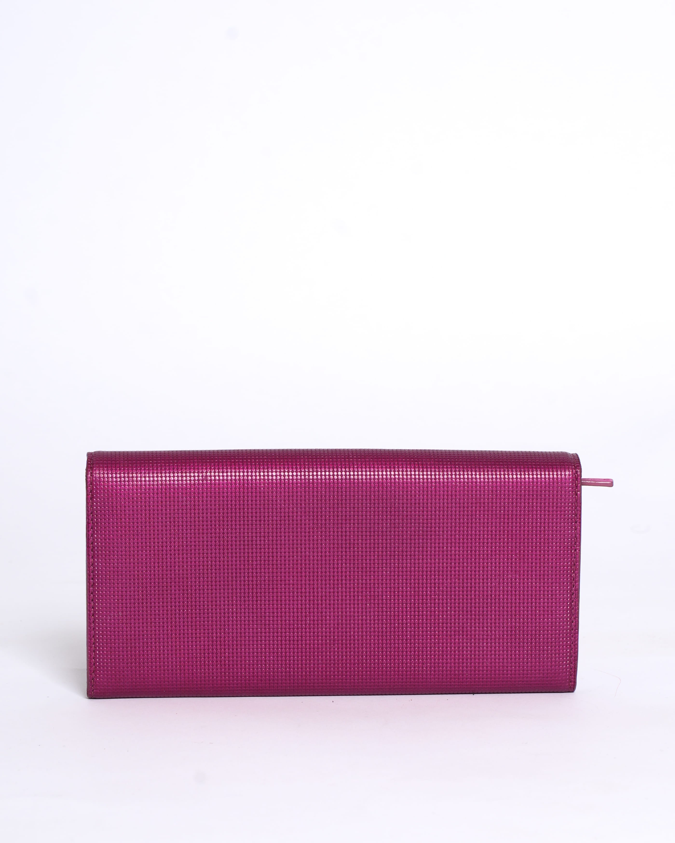 Fendi magenta leather logo flap continental wallet