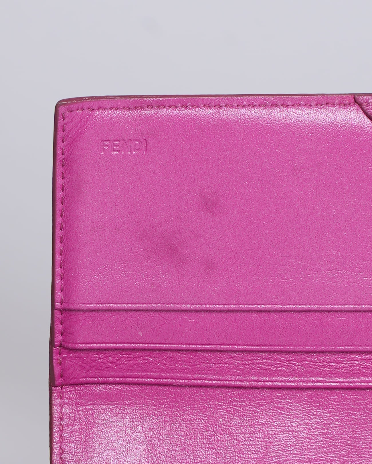 Fendi magenta leather logo flap continental wallet