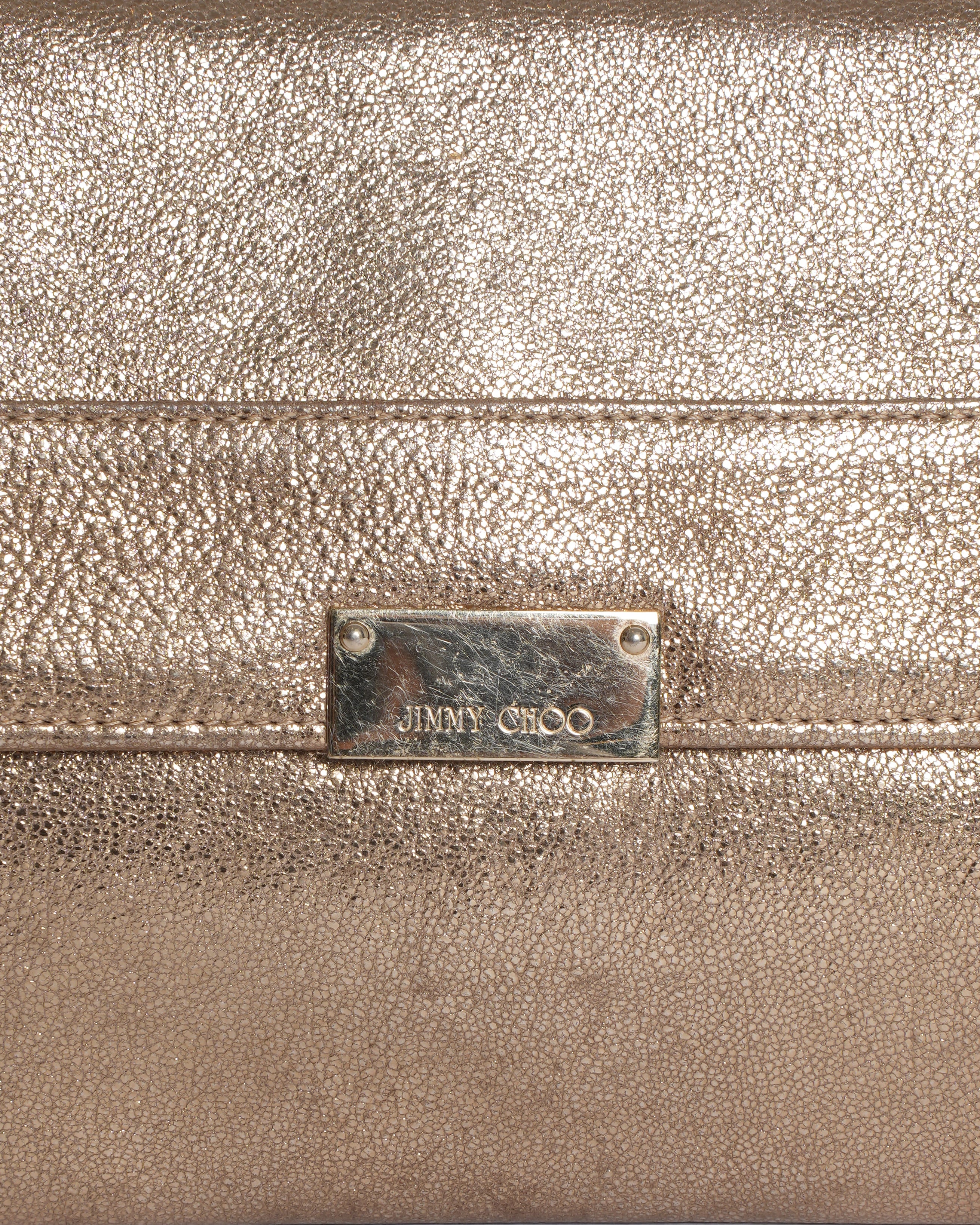 Jimmy Choo Metallic Gold Leather & Glitter Reese Clutch