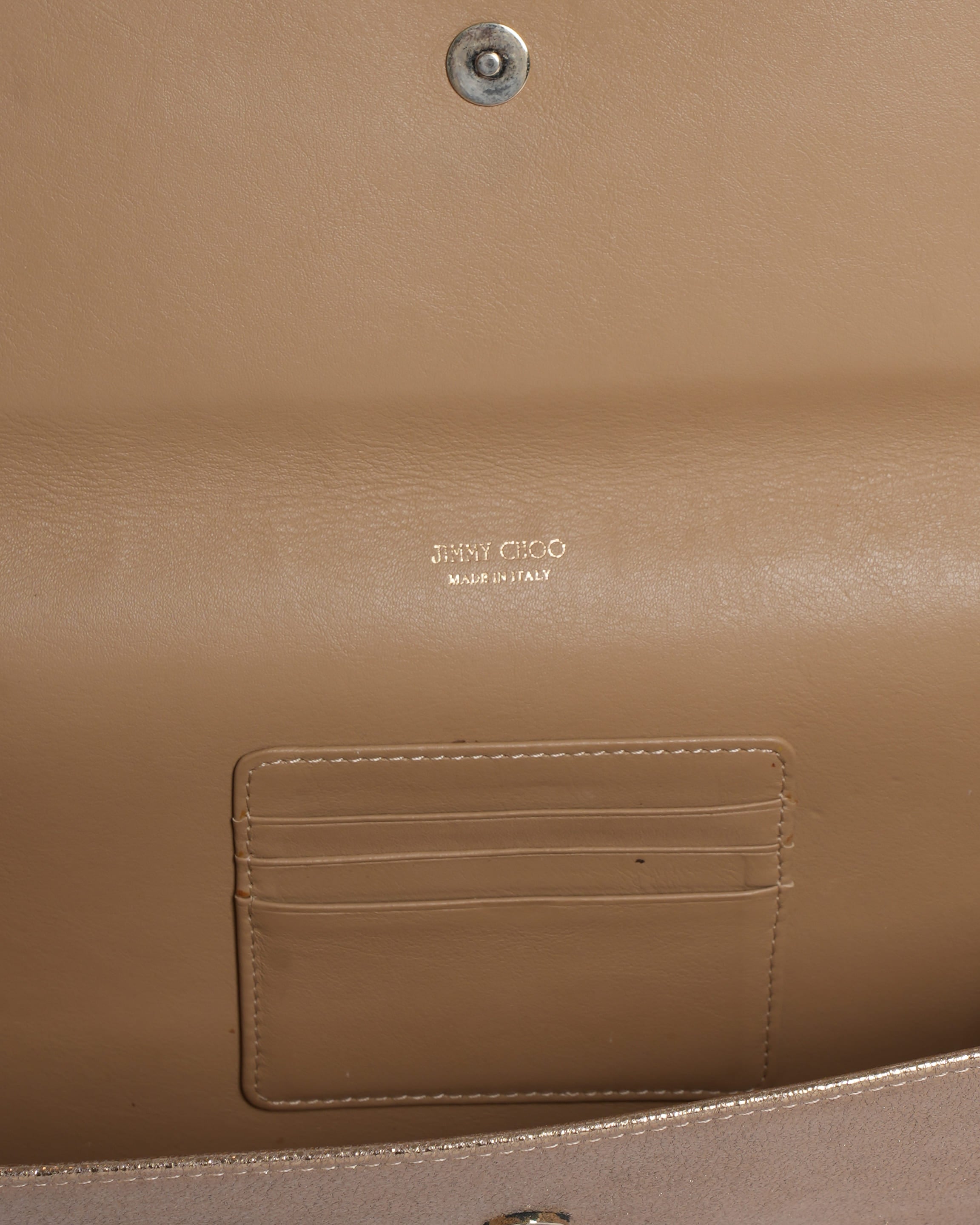 Jimmy Choo Metallic Gold Leather & Glitter Reese Clutch