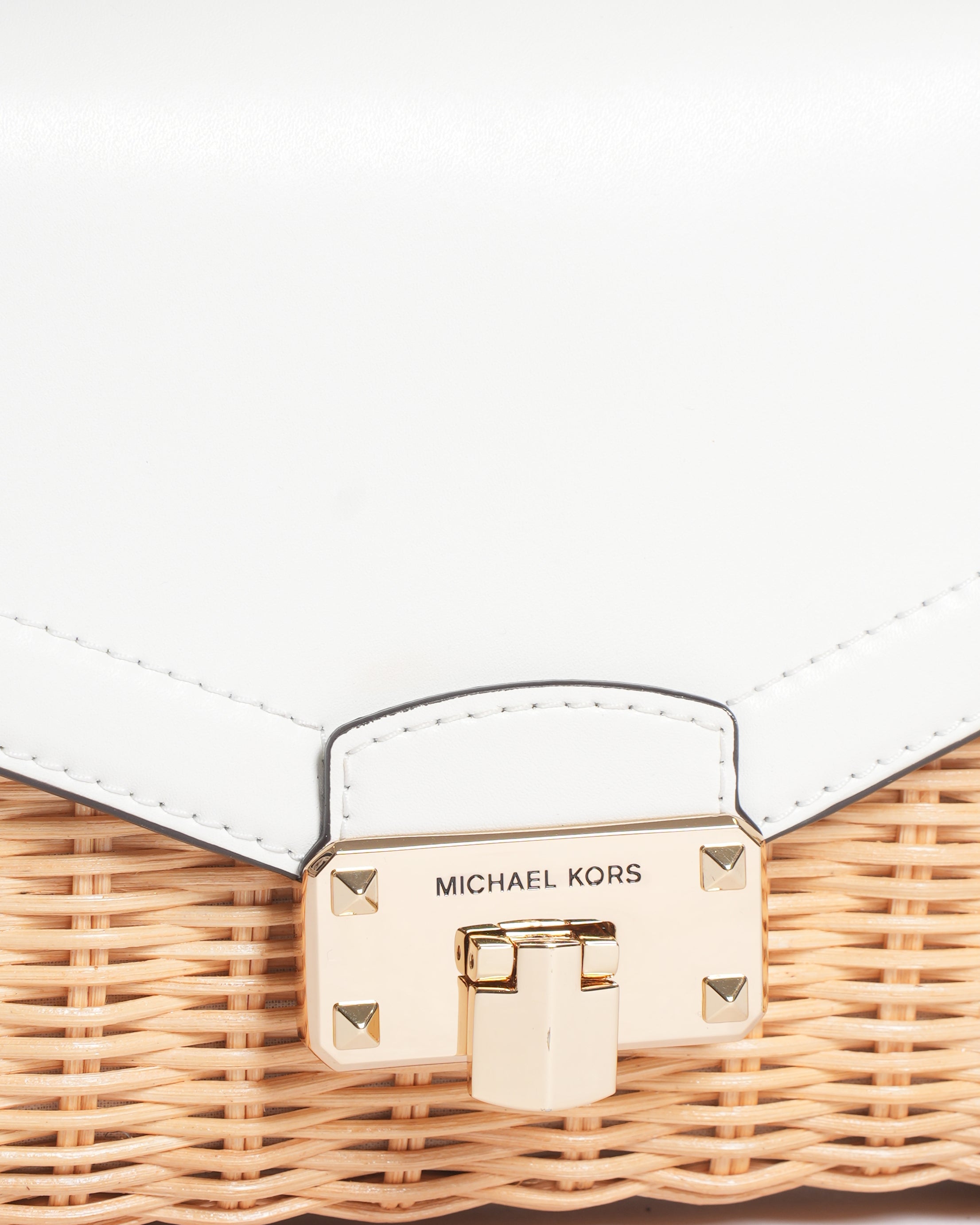 New MK Wicker Crossbody In White Flap