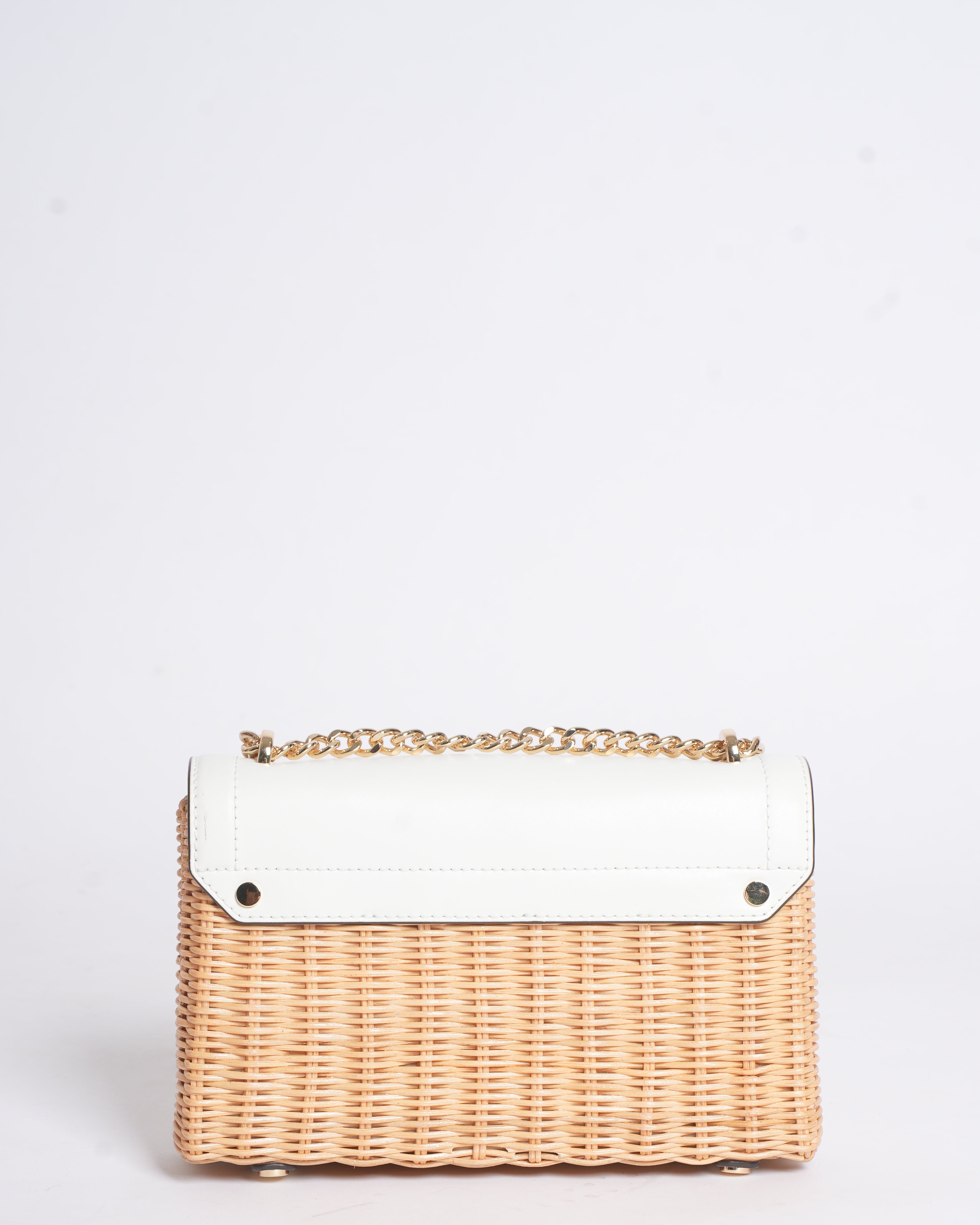 New MK Wicker Crossbody In White Flap