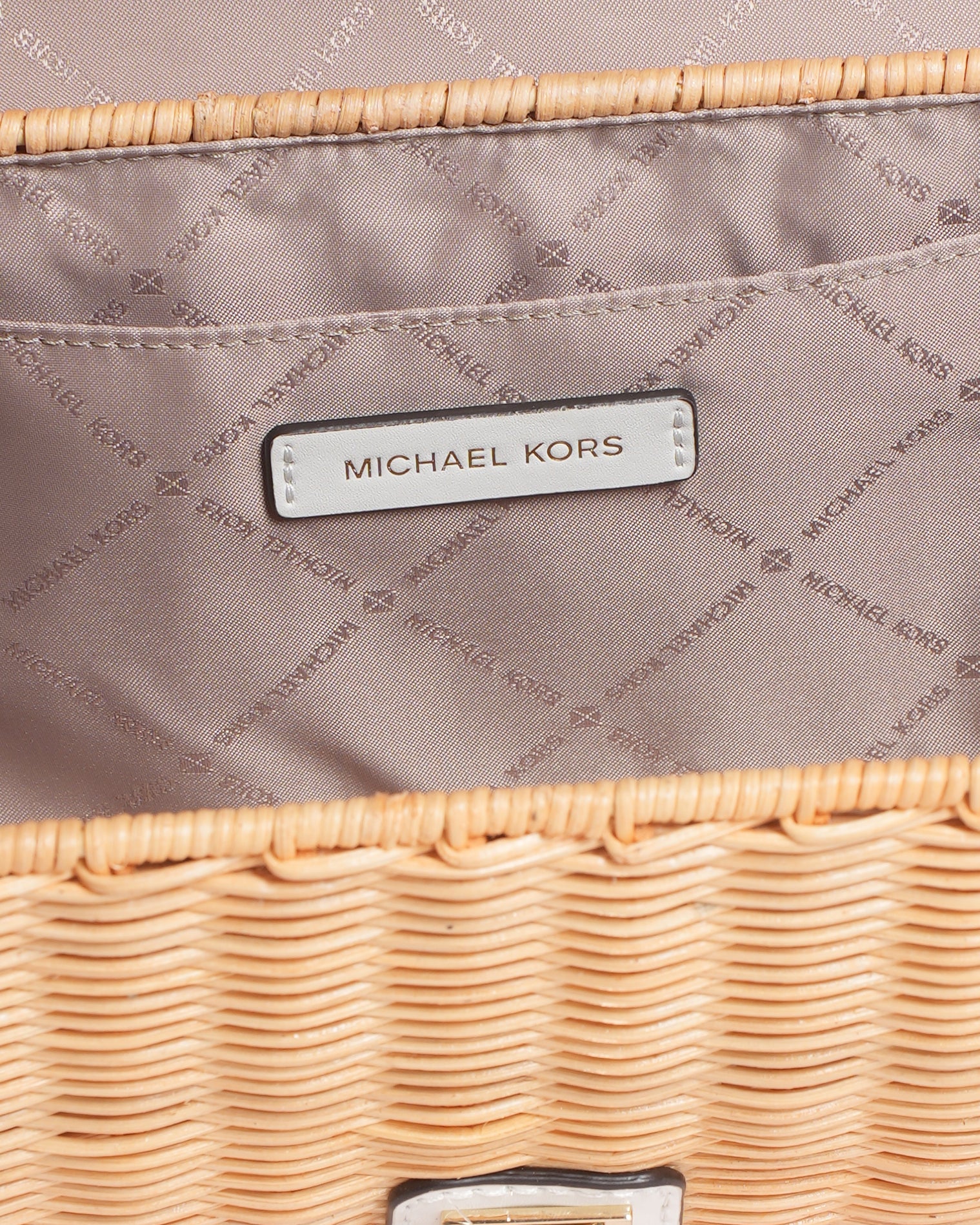 New MK Wicker Crossbody In White Flap