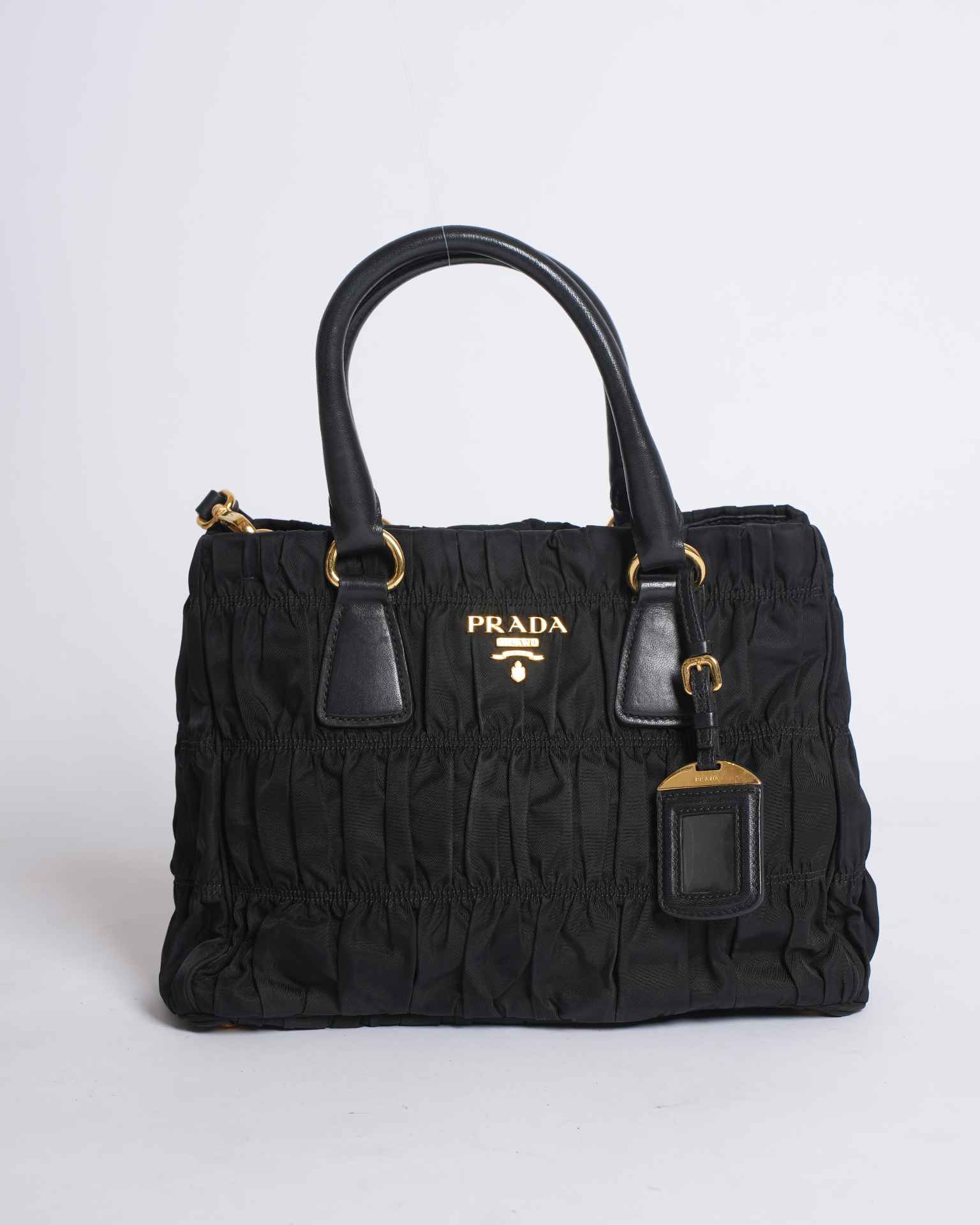 Black Prada Bag With Gold Hardware Prada Tessuto Gaufre Nylon Nero