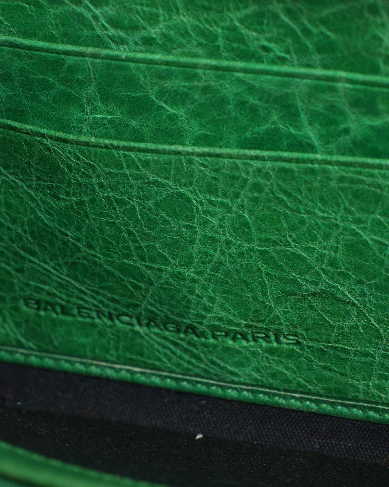 Balenciaga Green Leather Zip-Around City Wallet