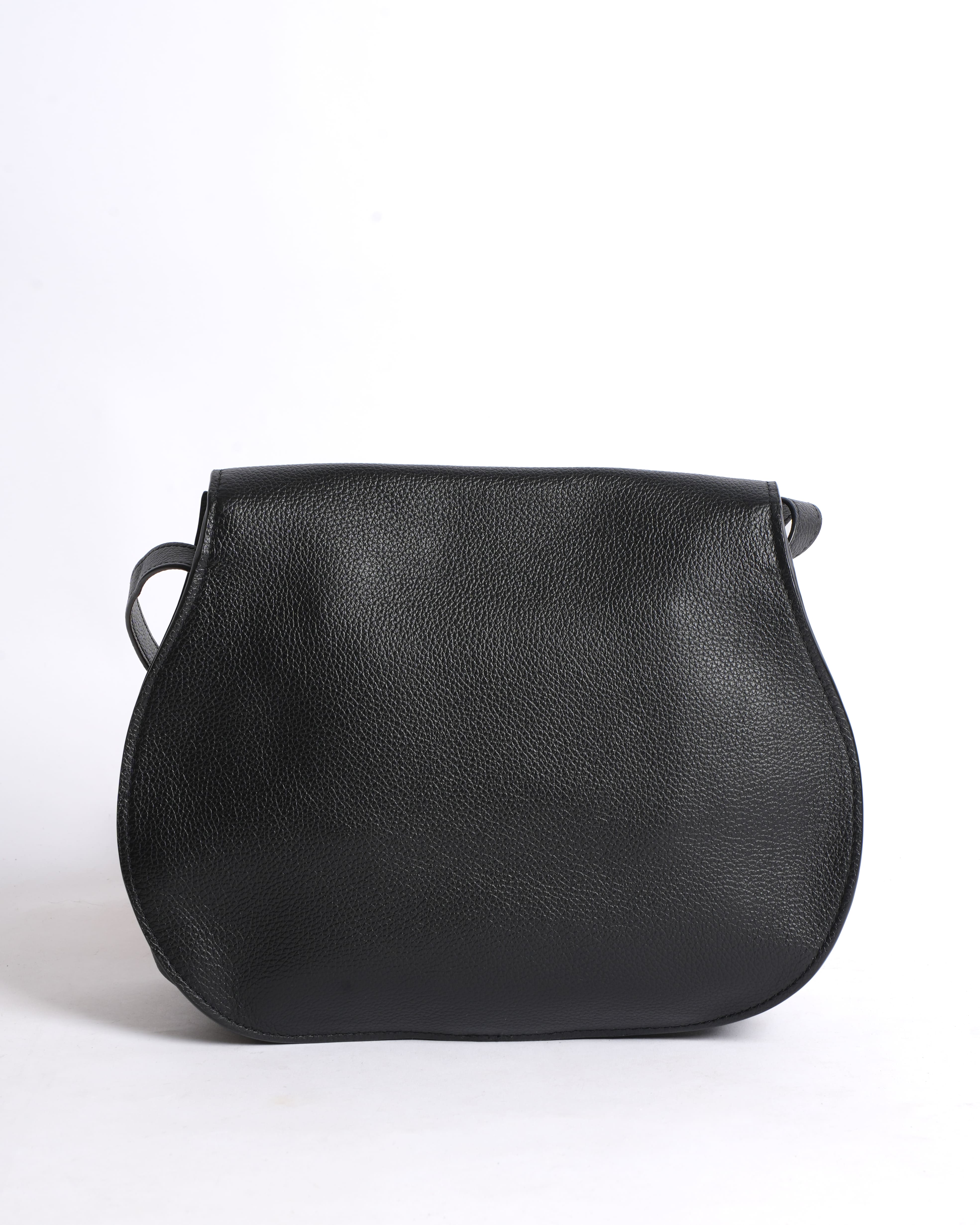 Chloé Marcie Saddle Bag in grained black leather