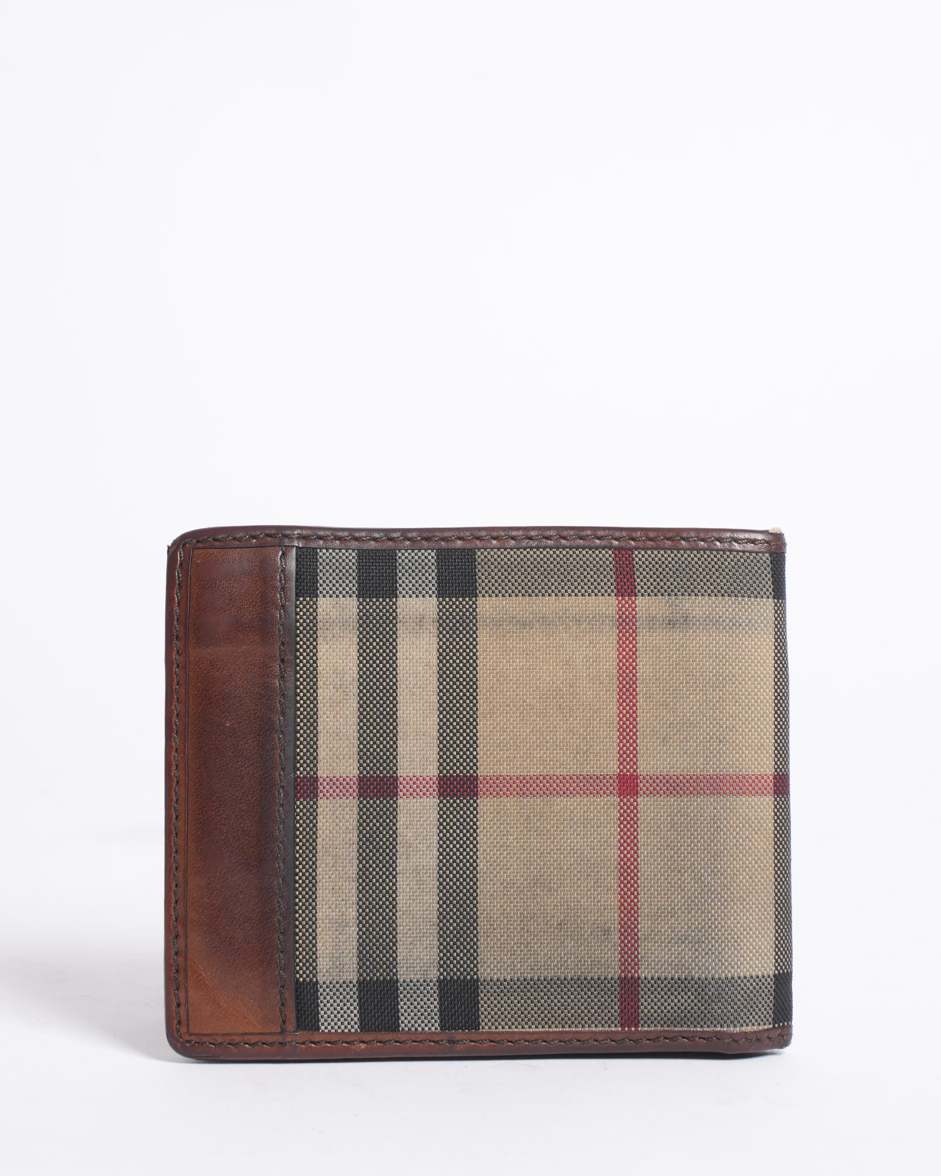 Burberry bifold checkered canvas wallet
